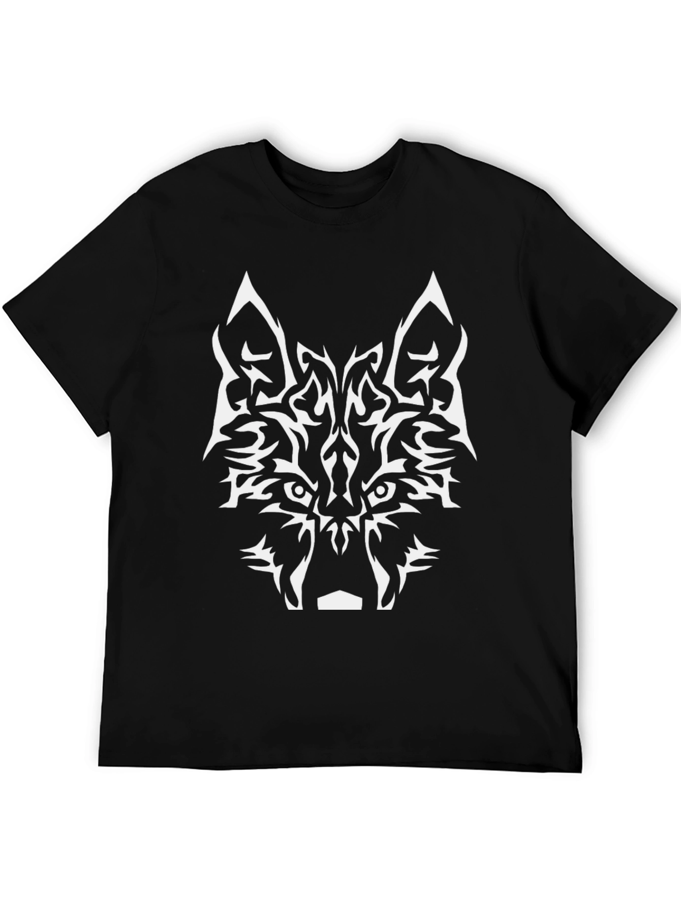 Tribal Wolf Graphic Black T-Shirt