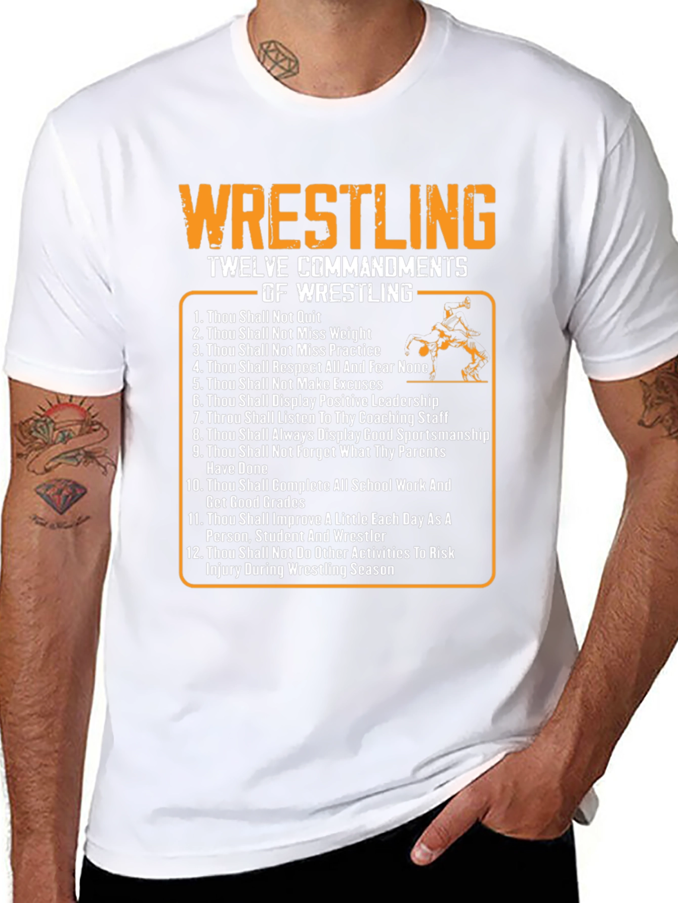 Wrestling Twelve Commandments Black T-Shirt
