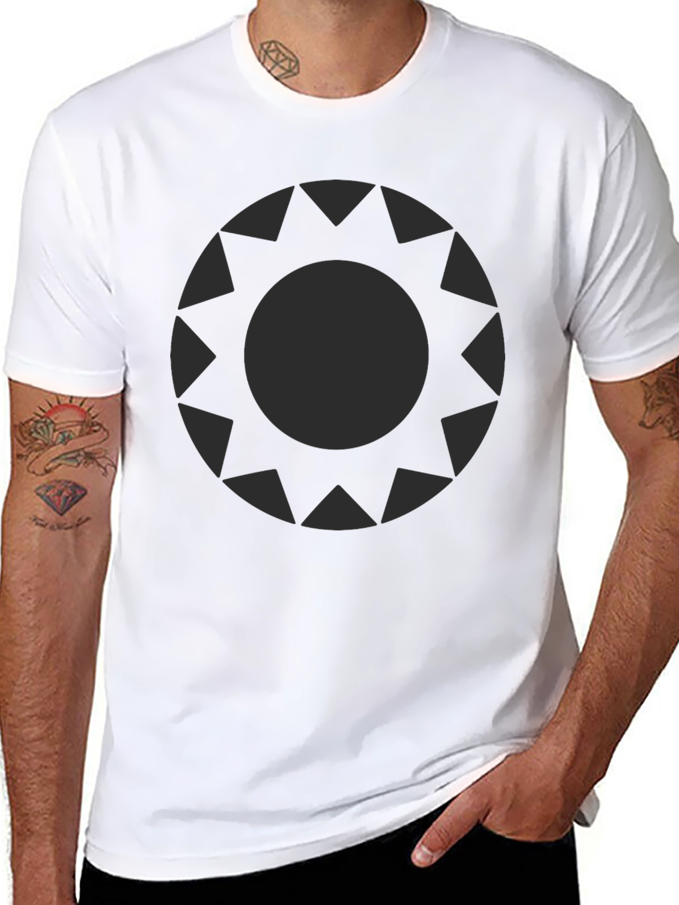 Stylish Black Graphic Tee - Sunburst Design