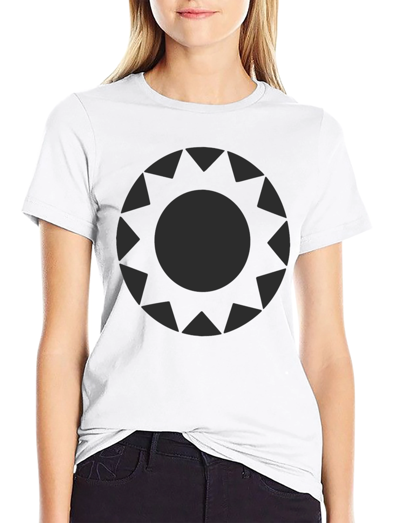 Stylish Black Graphic Tee - Sunburst Design