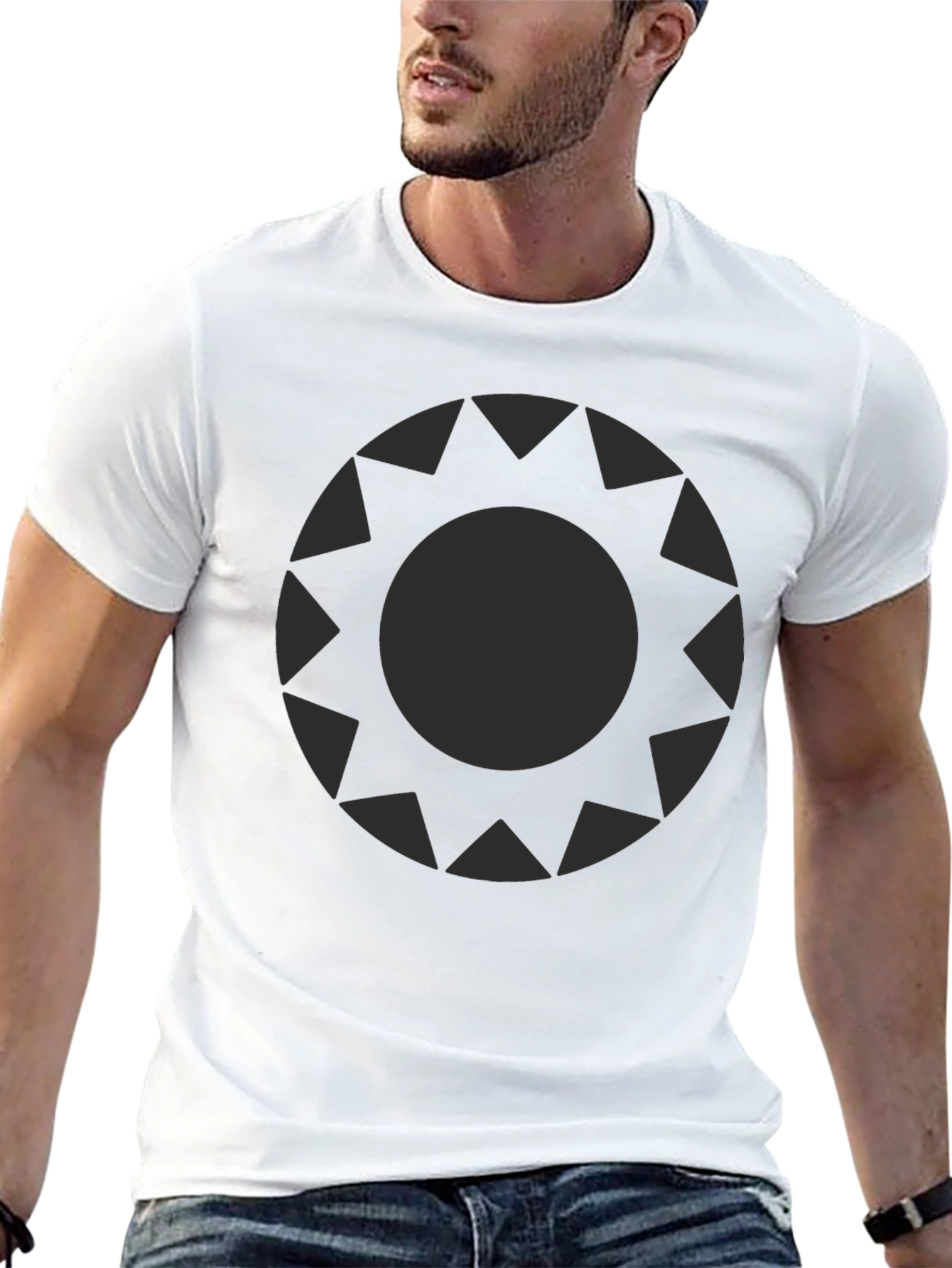 Stylish Black Graphic Tee - Sunburst Design