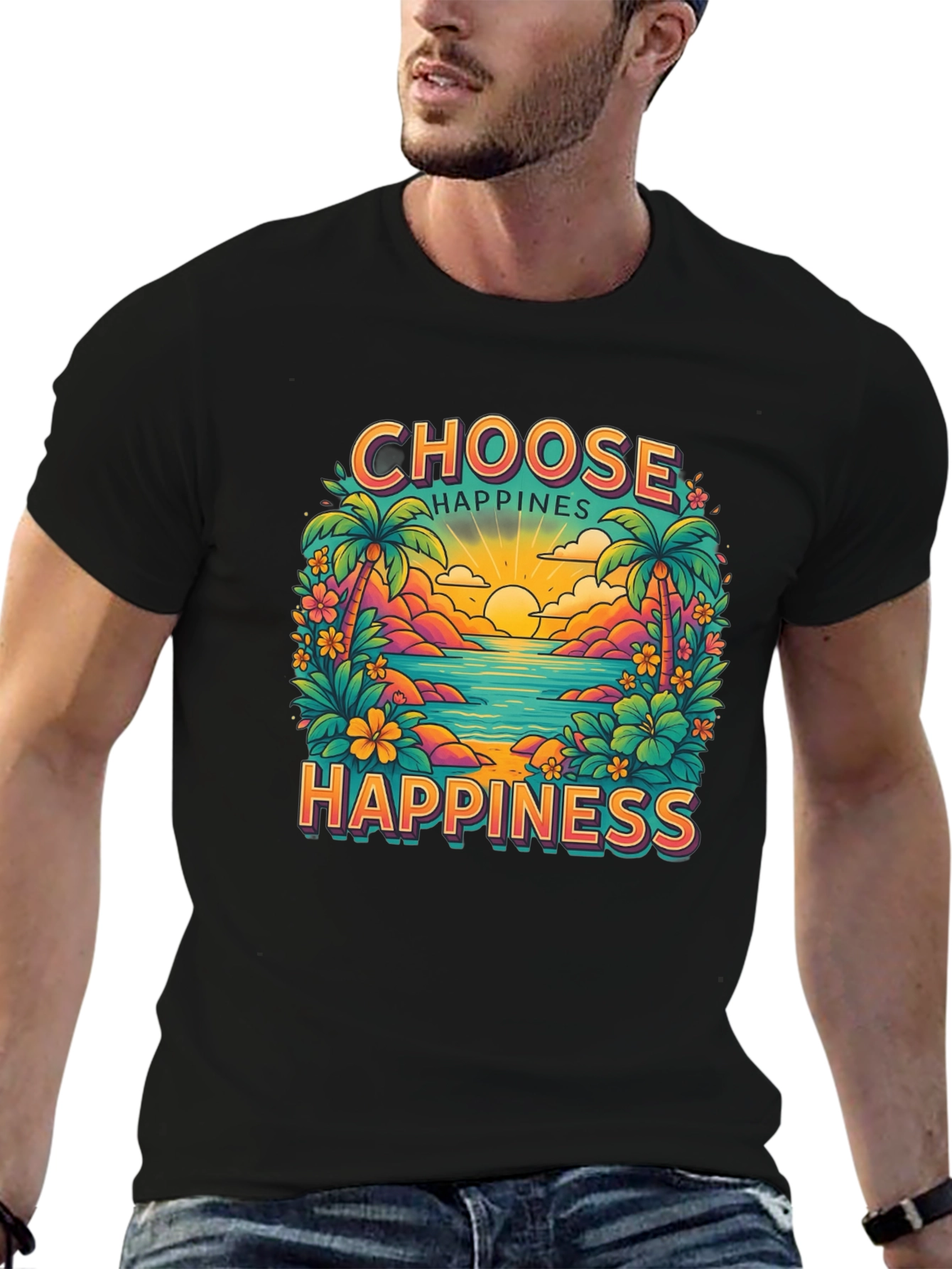 Choose Happiness Graphic Tee - Beach Vibes