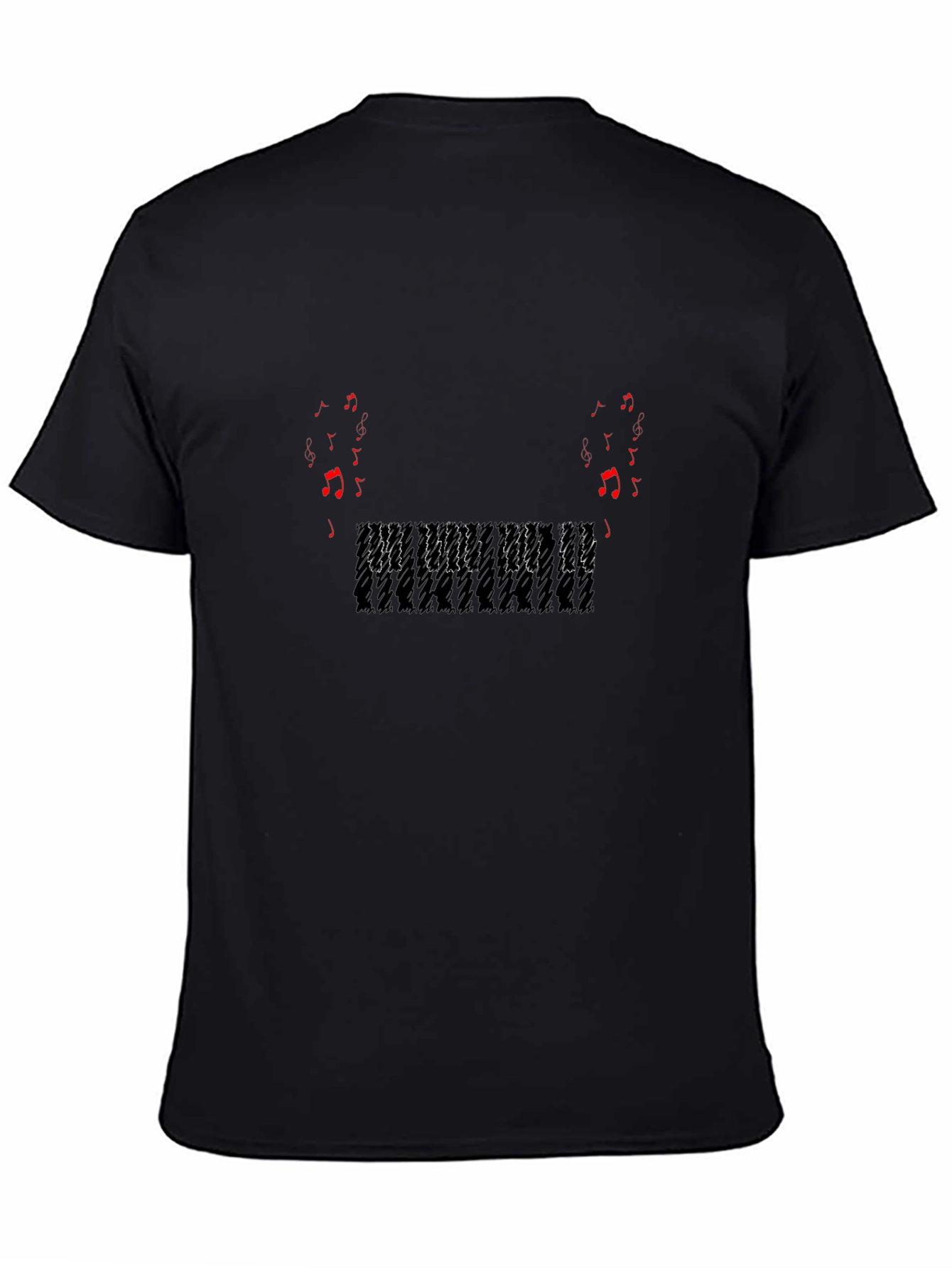 Musical Notes Graphic Print Black T-Shirt