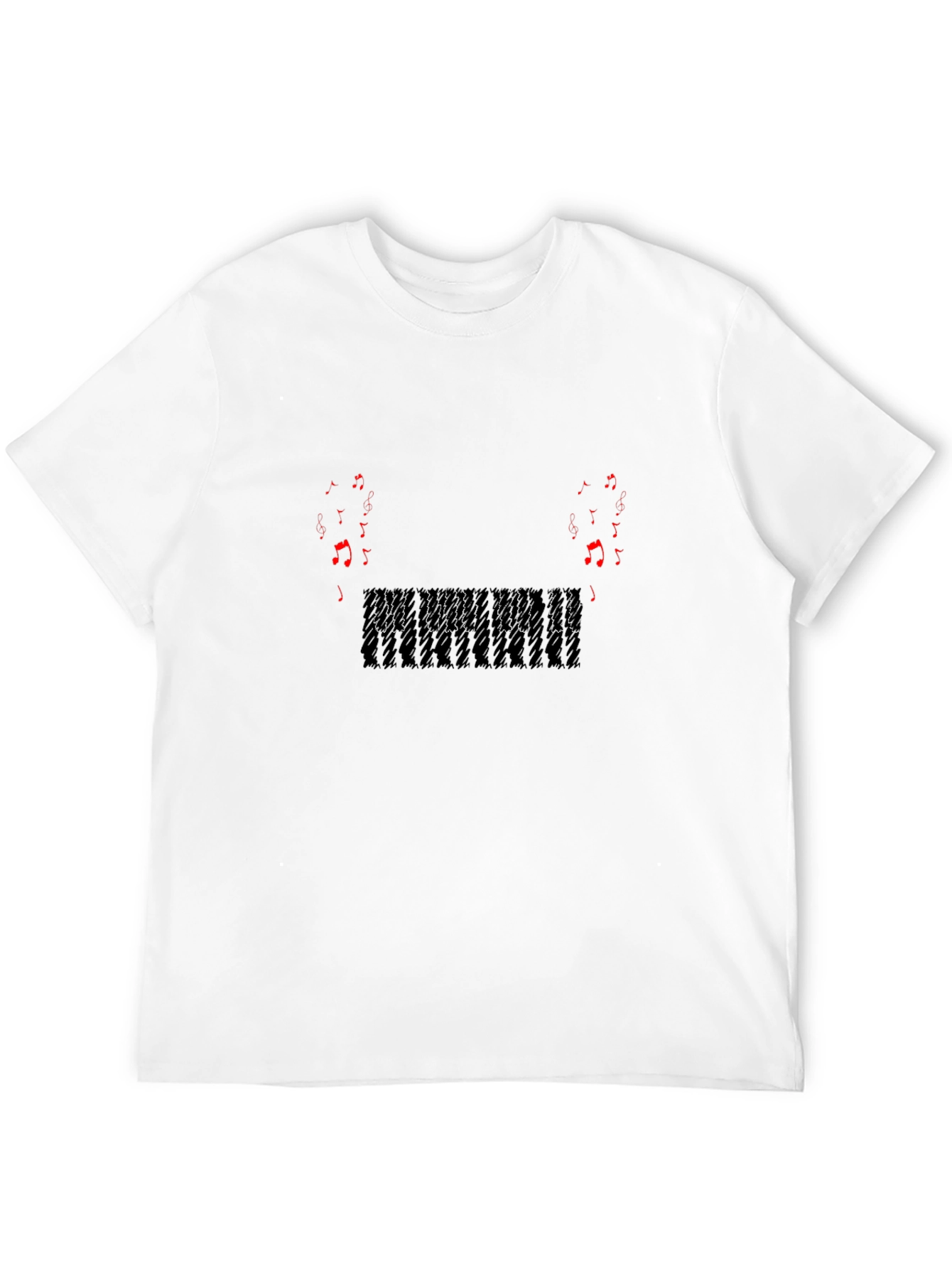 Musical Notes Graphic Print Black T-Shirt
