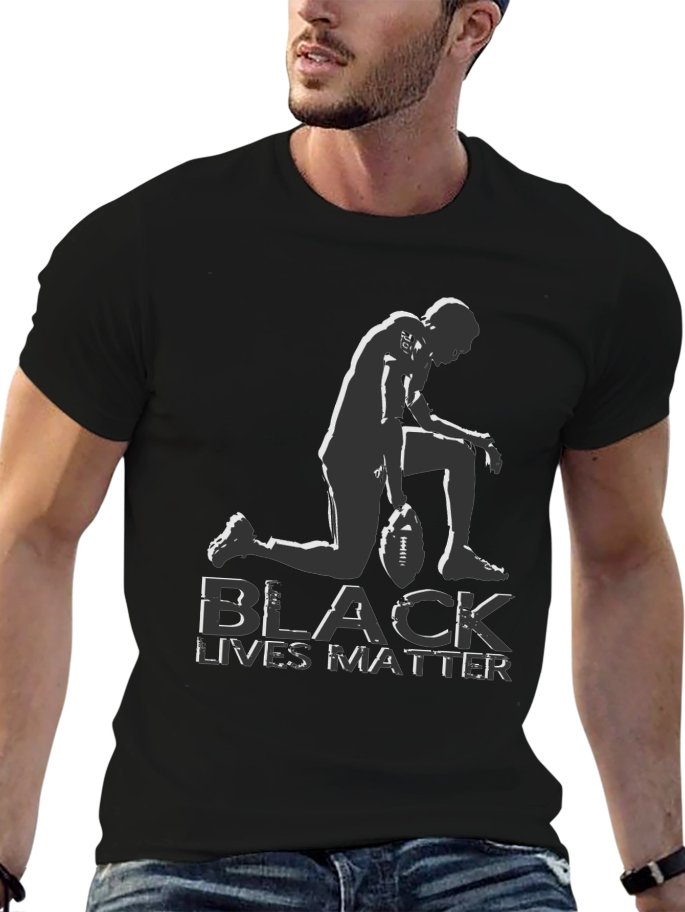 Black Lives Matter Kneeling Football T-Shirt