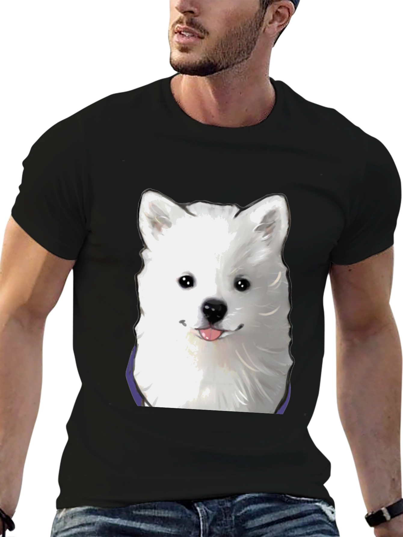 Dog Graphic T-Shirt - Cute Samoyed Tee