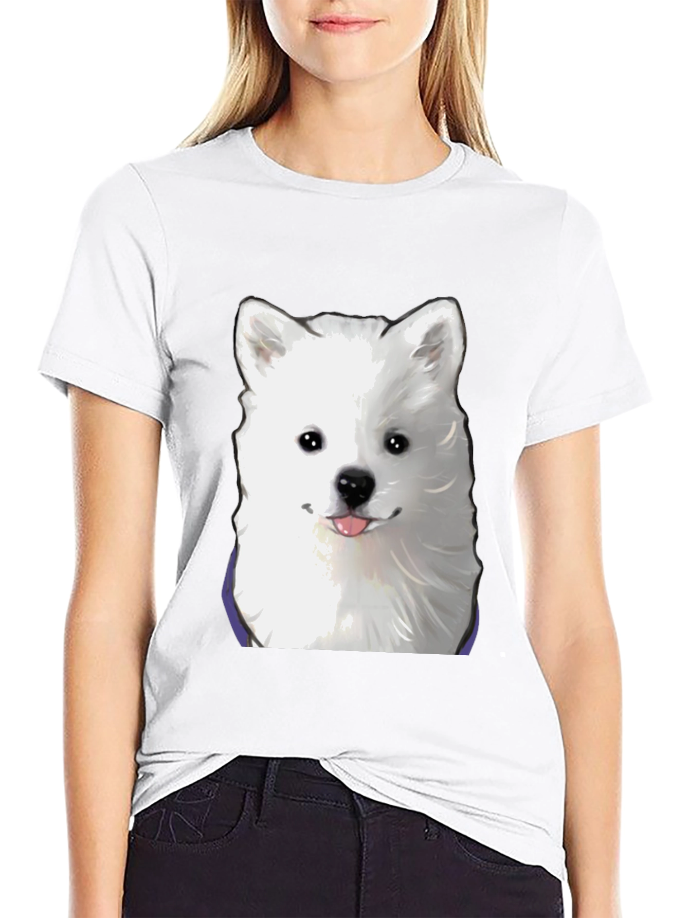 Dog Graphic T-Shirt - Cute Samoyed Tee