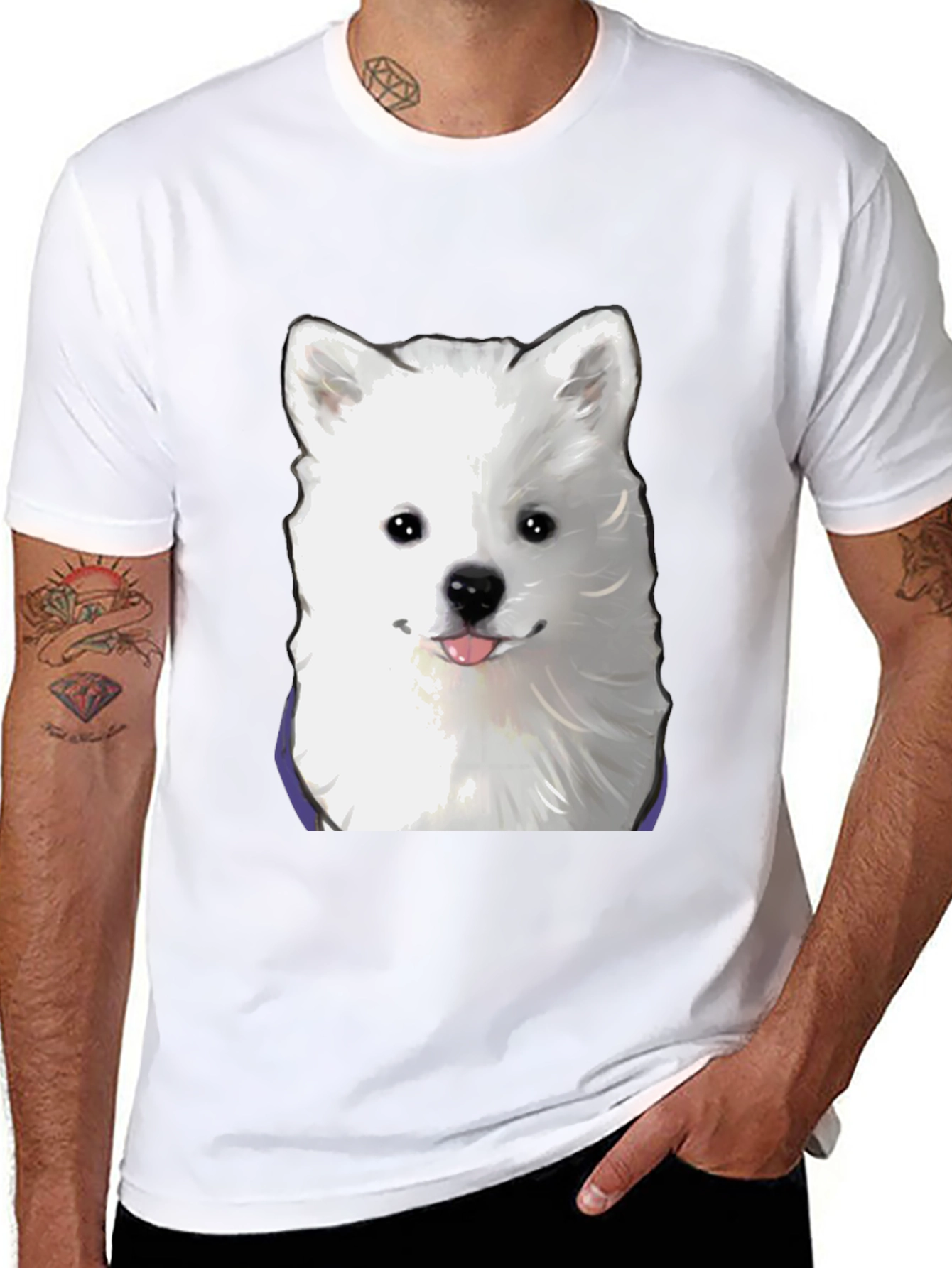 Dog Graphic T-Shirt - Cute Samoyed Tee