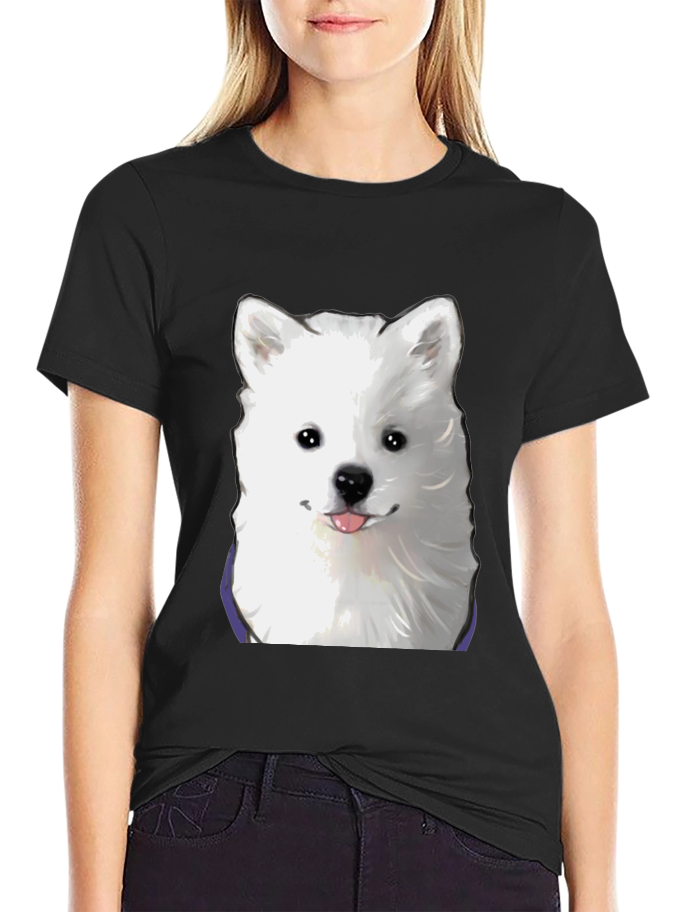 Dog Graphic T-Shirt - Cute Samoyed Tee