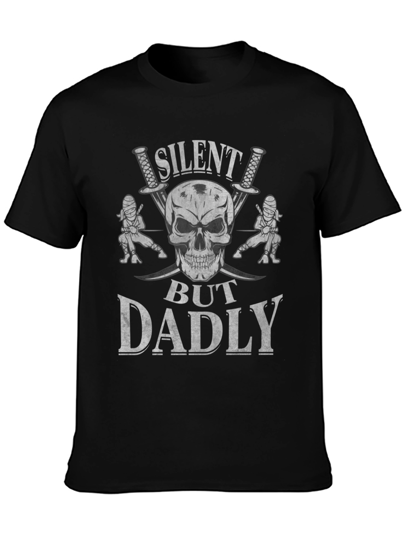 Silent But Dadly Ninja Skull Graphic Tee