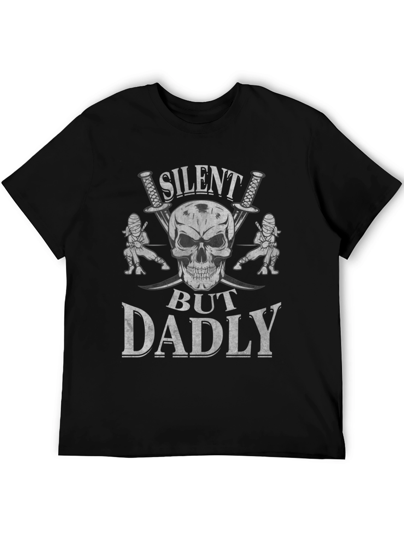 Silent But Dadly Ninja Skull Graphic Tee