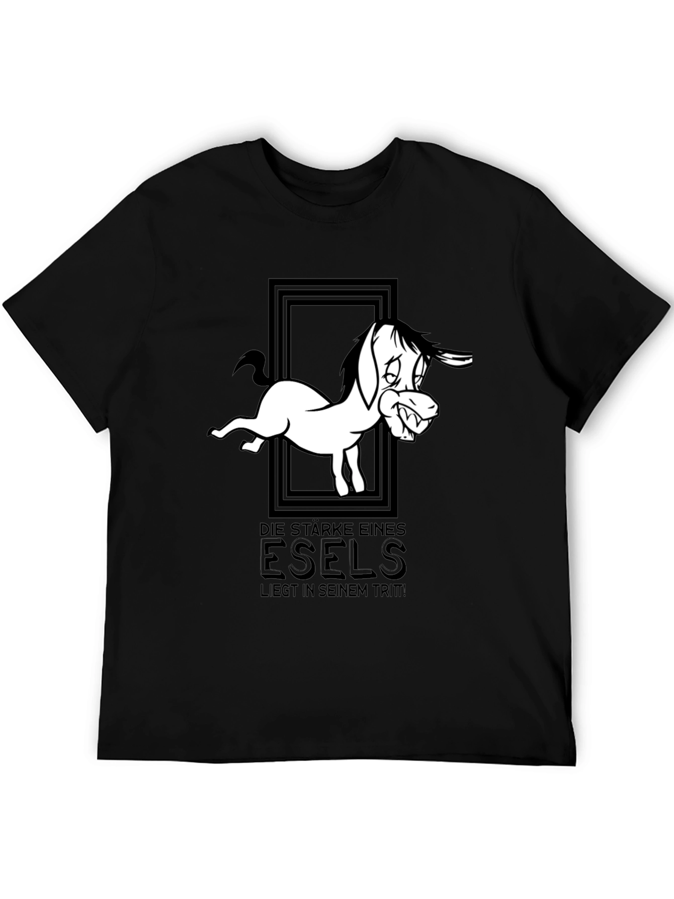 Funny Donkey Graphic Black T-Shirt
