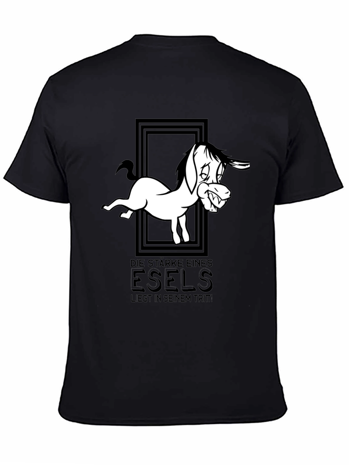 Funny Donkey Graphic Black T-Shirt