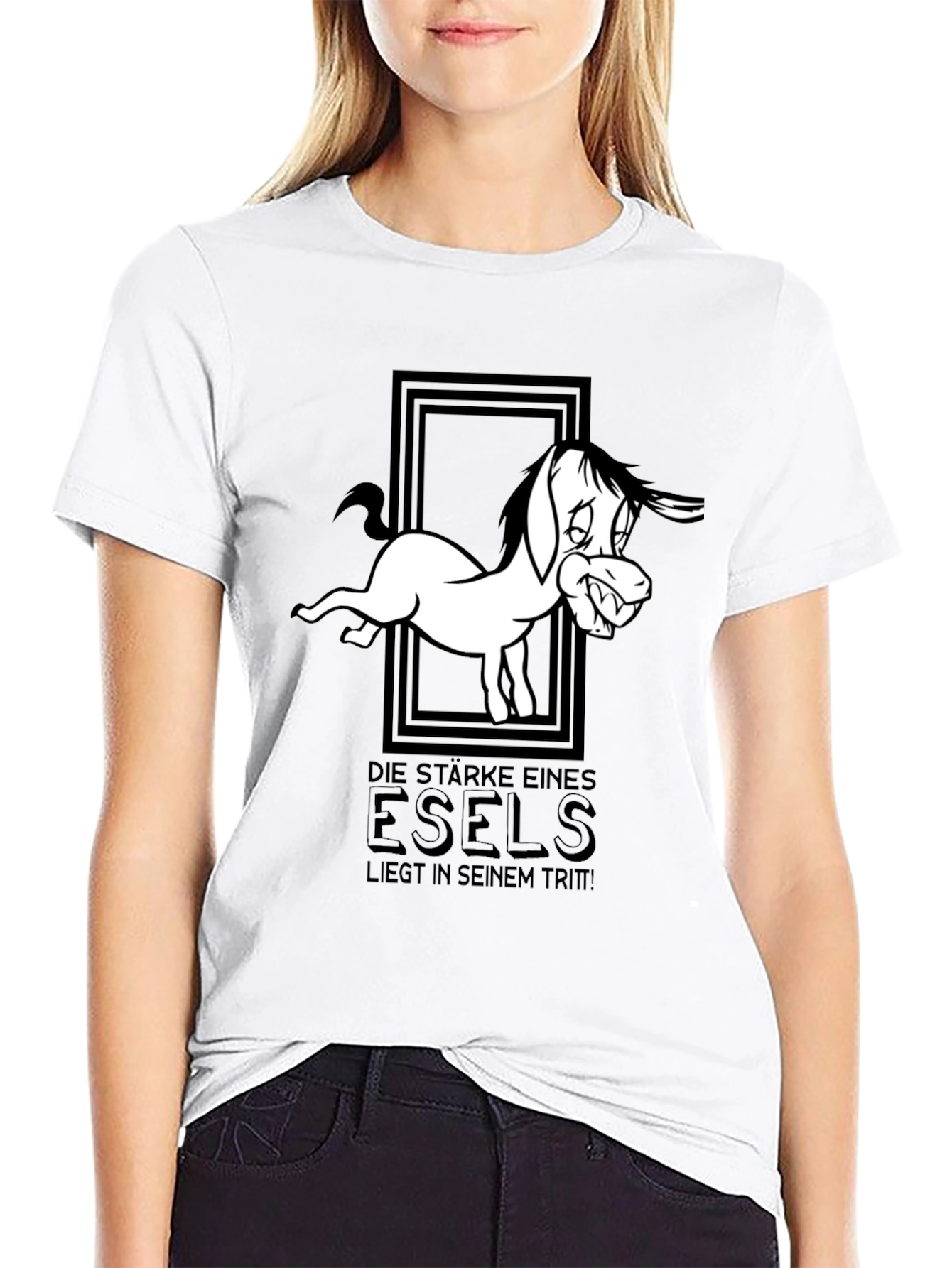 Funny Donkey Graphic Black T-Shirt