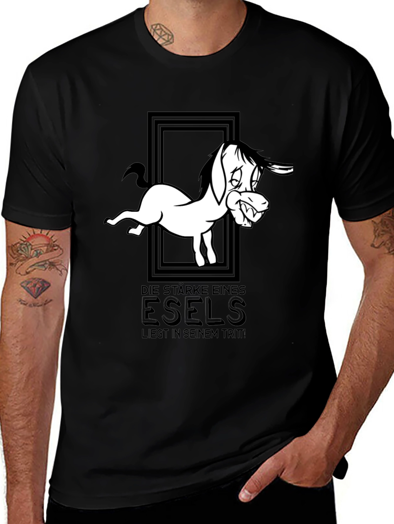 Funny Donkey Graphic Black T-Shirt