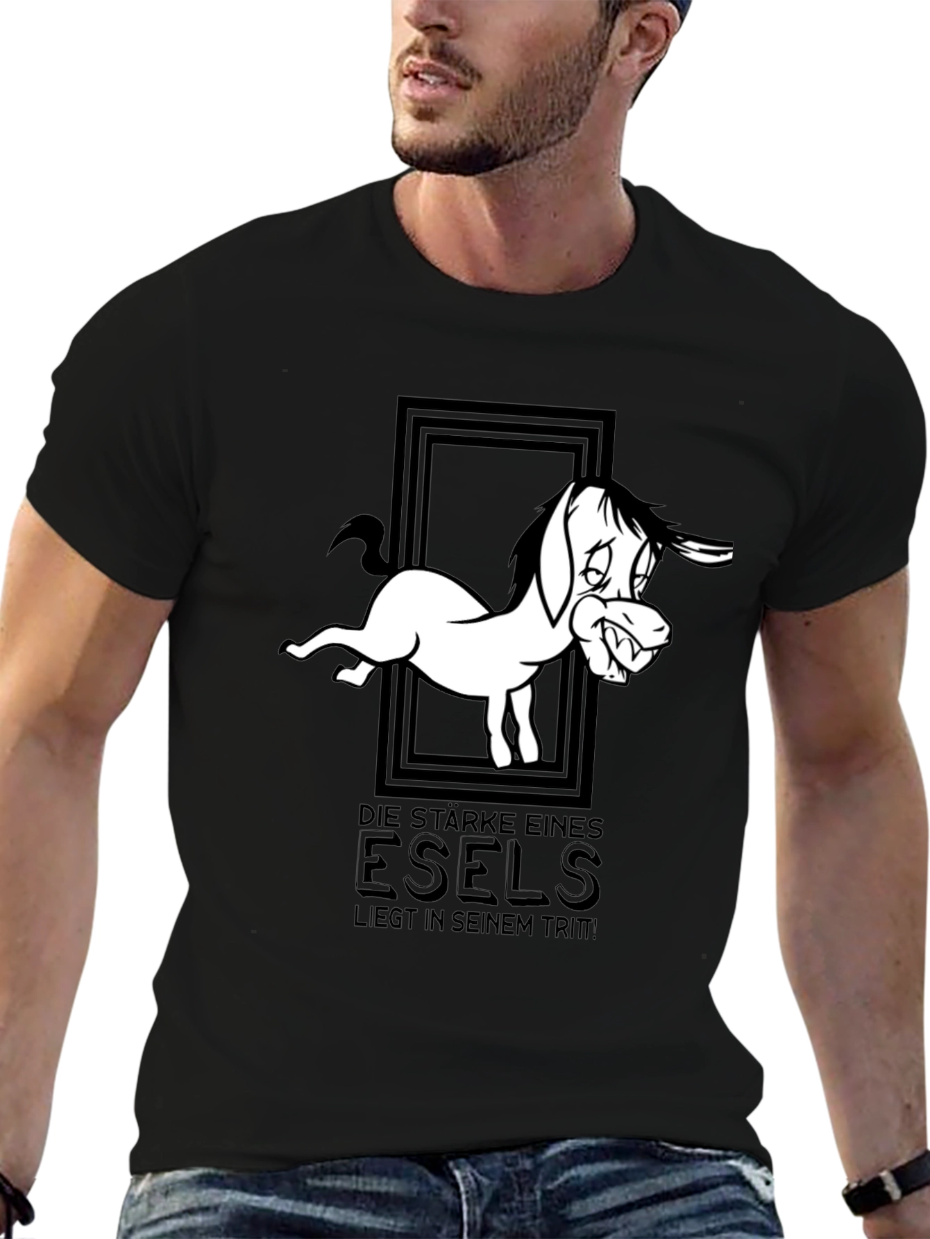 Funny Donkey Graphic Black T-Shirt