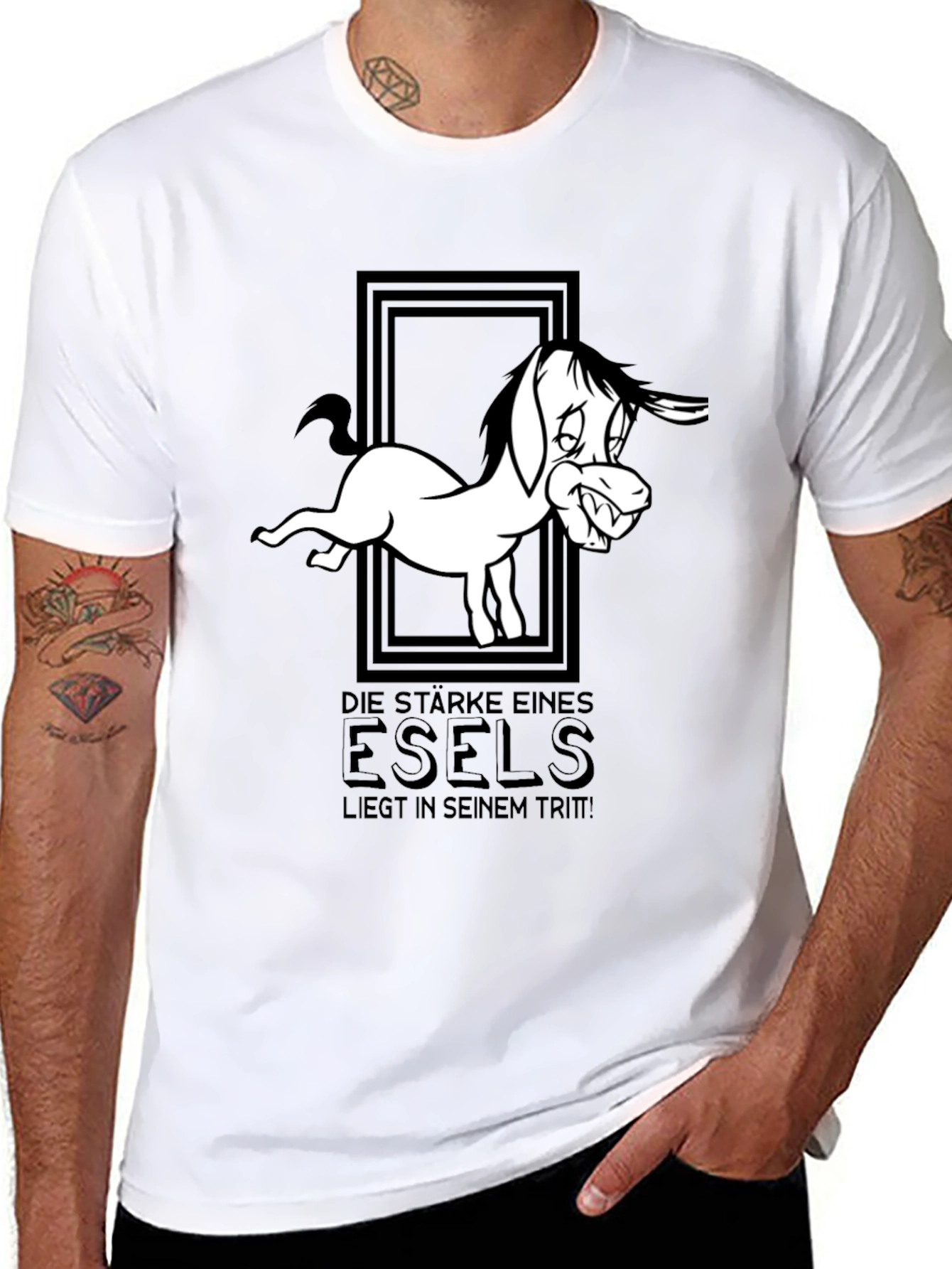 Funny Donkey Graphic Black T-Shirt