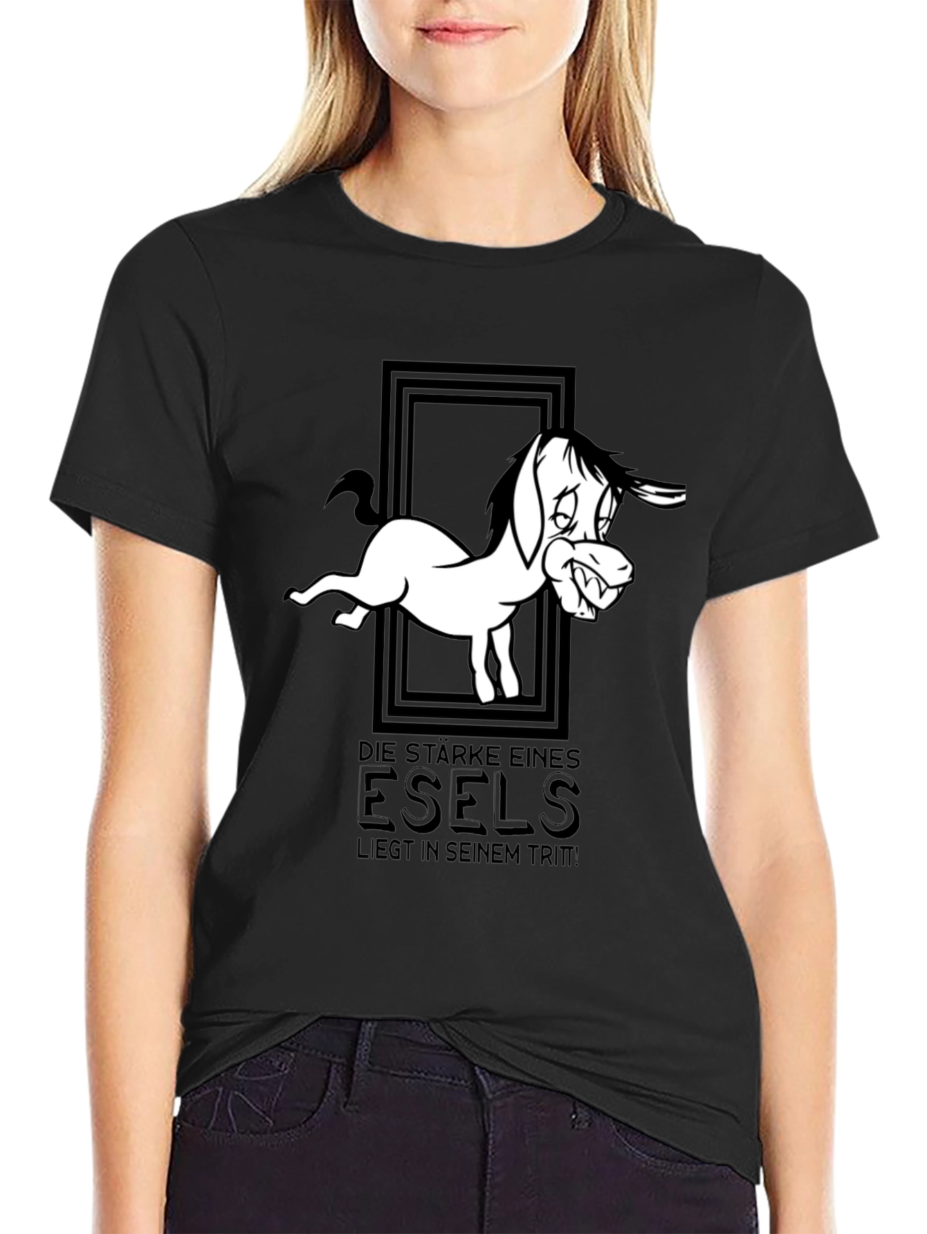 Funny Donkey Graphic Black T-Shirt