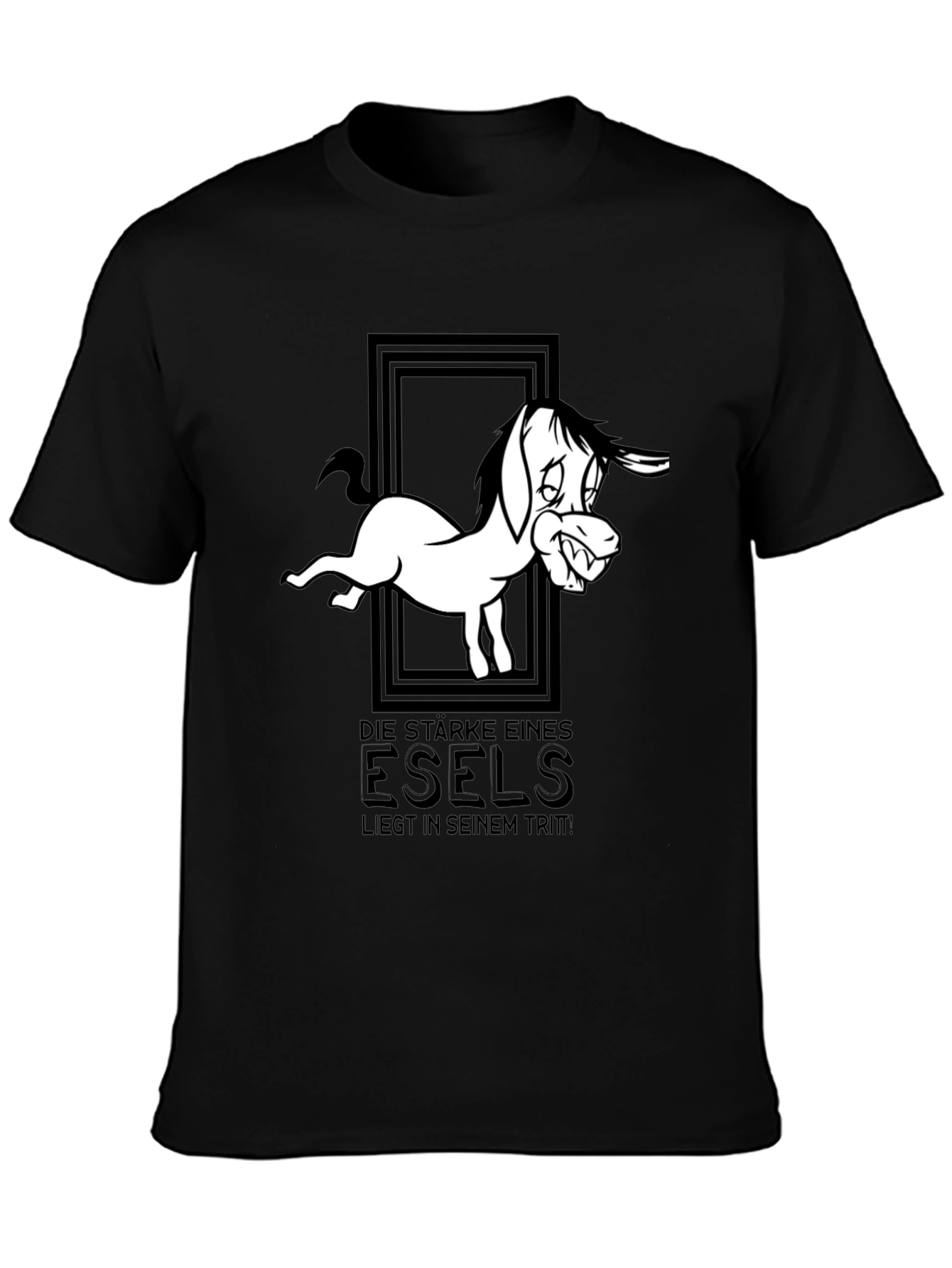Funny Donkey Graphic Black T-Shirt