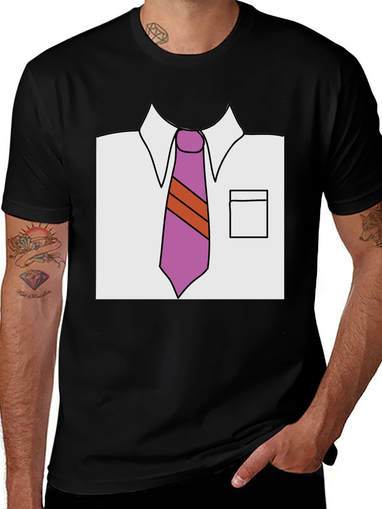 Cartoon Shirt & Tie Graphic Tee