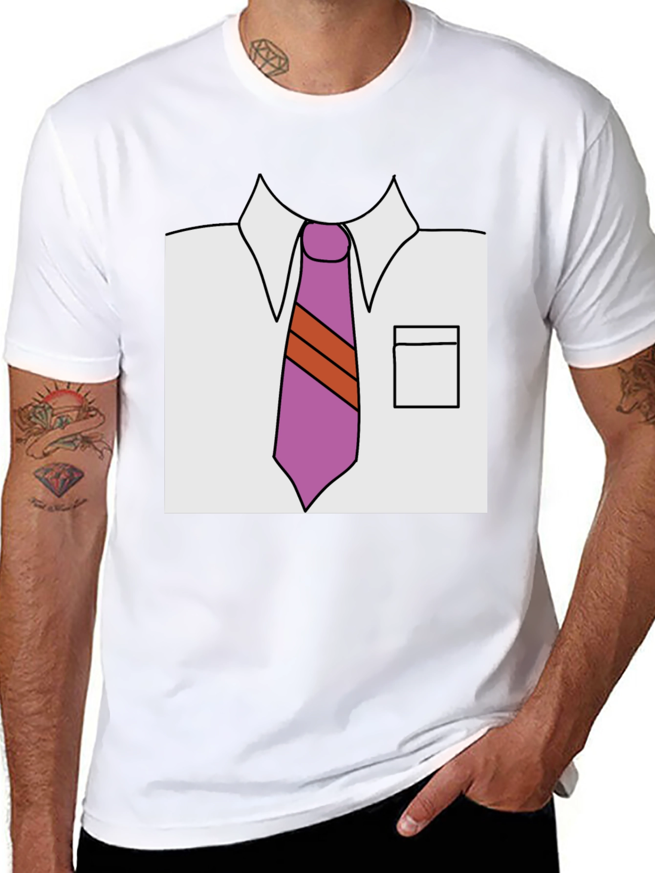 Cartoon Shirt & Tie Graphic Tee