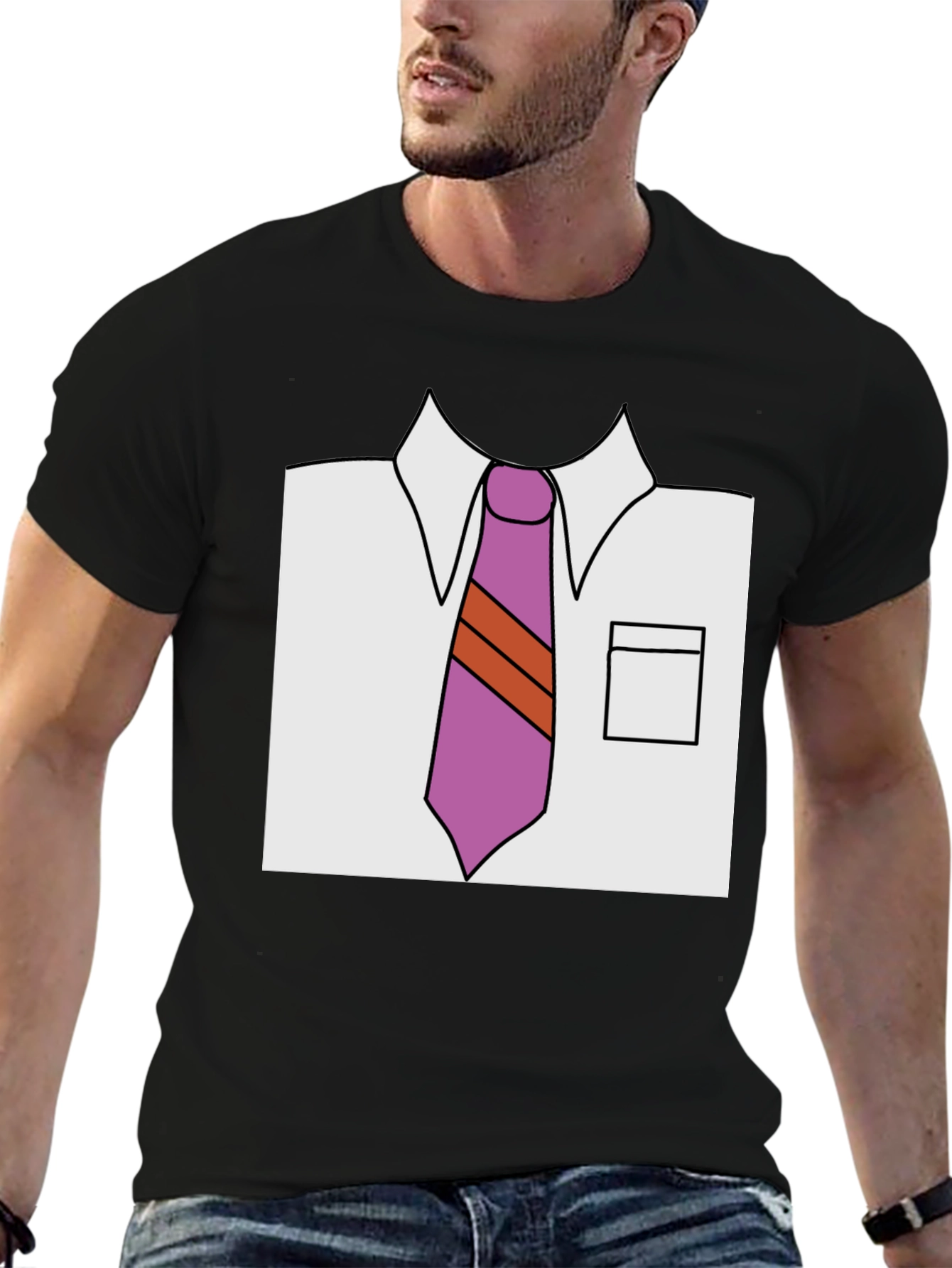 Cartoon Shirt & Tie Graphic Tee