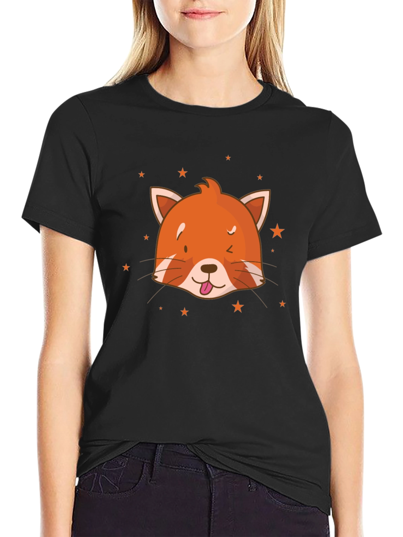 Red Panda Starry Tee - Cute Graphic T-Shirt