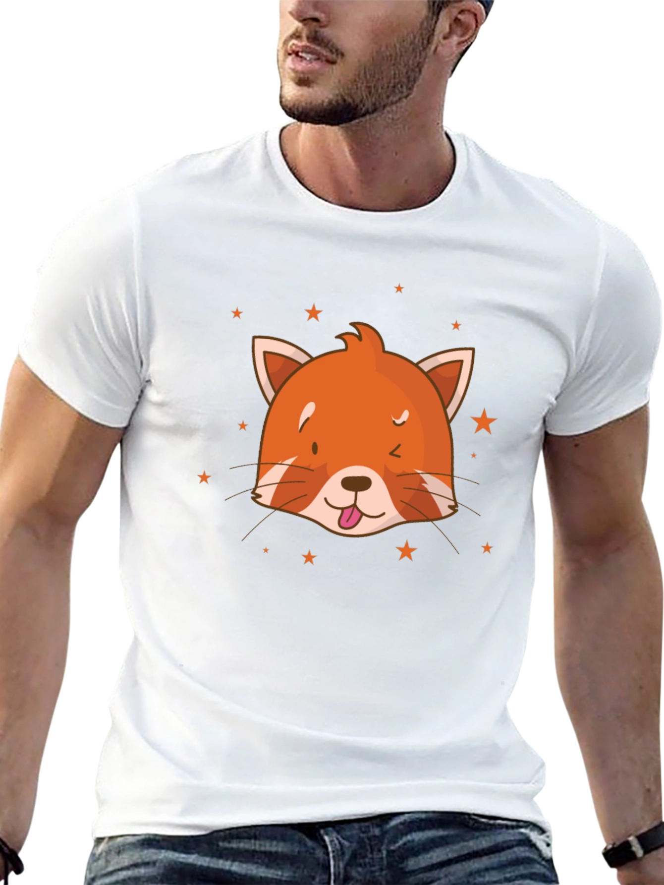Red Panda Starry Tee - Cute Graphic T-Shirt