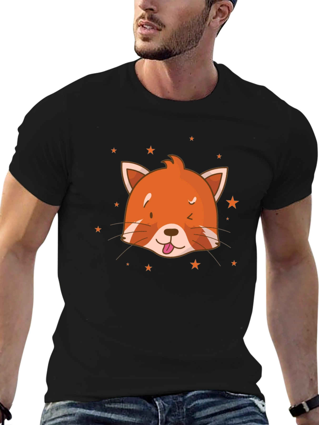 Red Panda Starry Tee - Cute Graphic T-Shirt