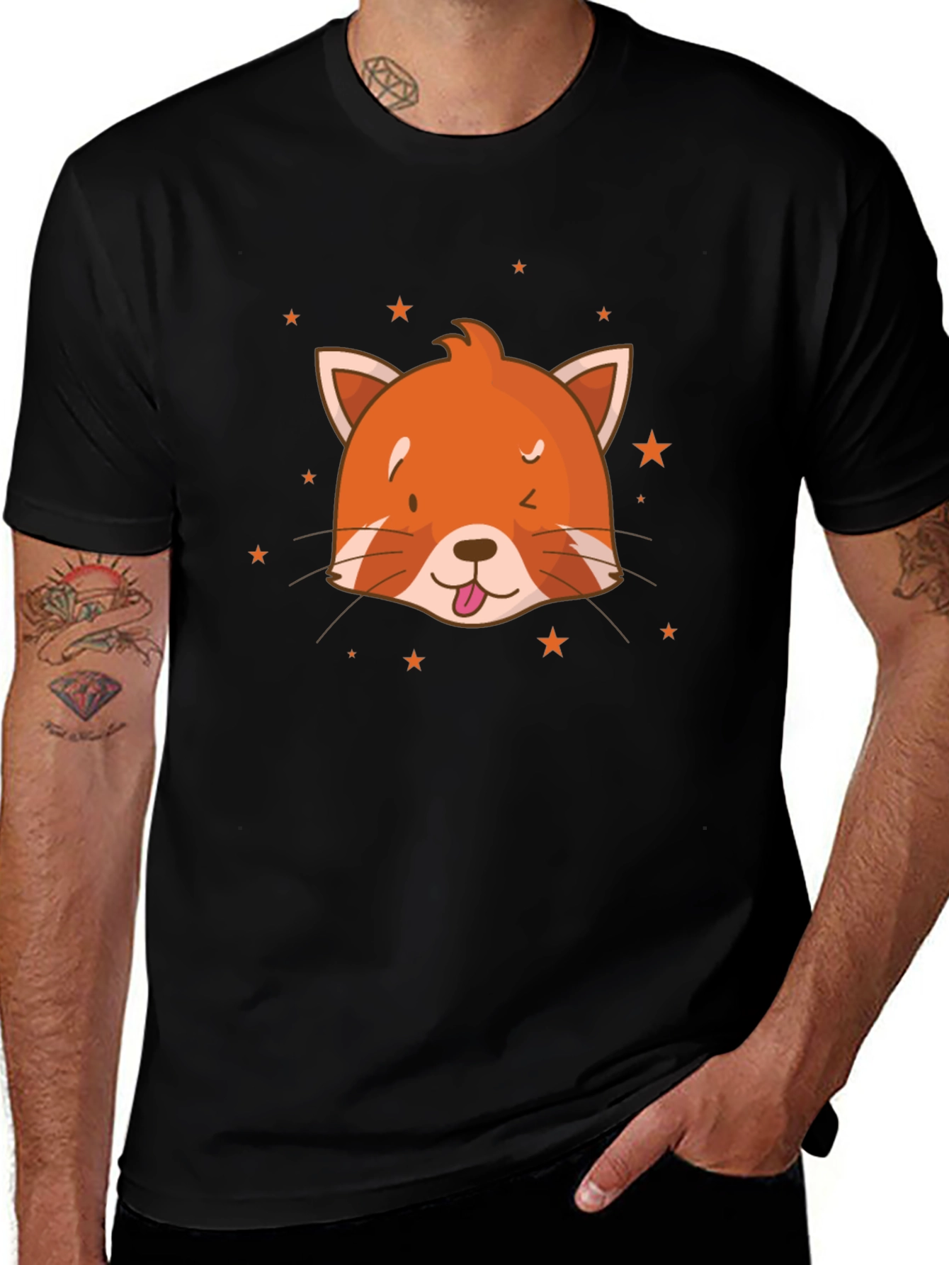 Red Panda Starry Tee - Cute Graphic T-Shirt