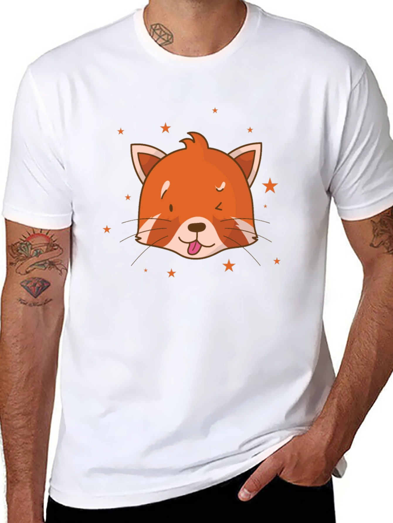 Red Panda Starry Tee - Cute Graphic T-Shirt