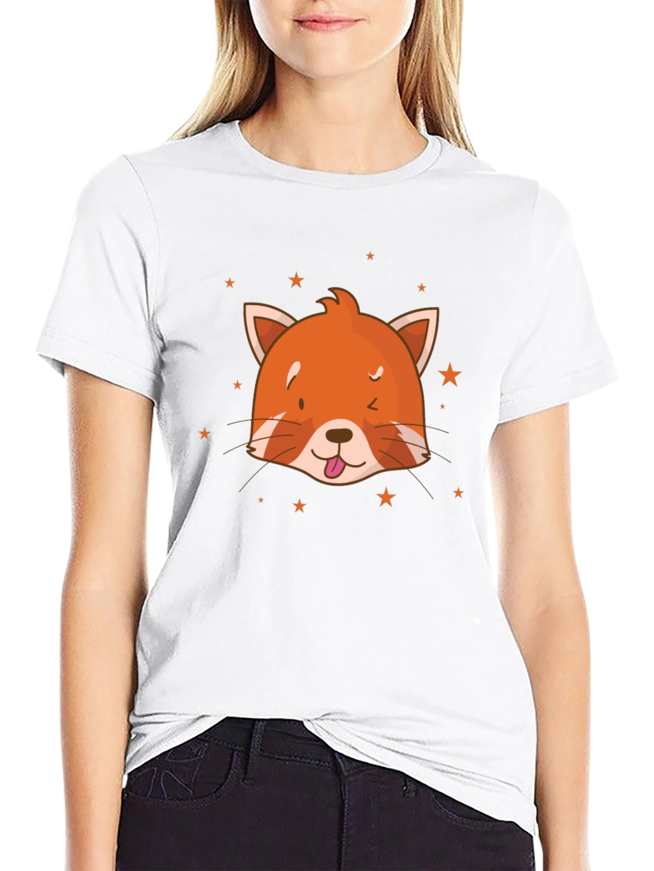 Red Panda Starry Tee - Cute Graphic T-Shirt