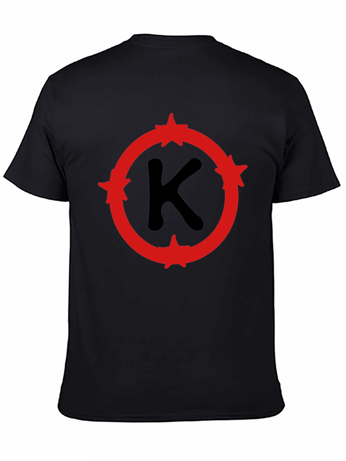 Mens Black T-Shirt with Red Letter K Design