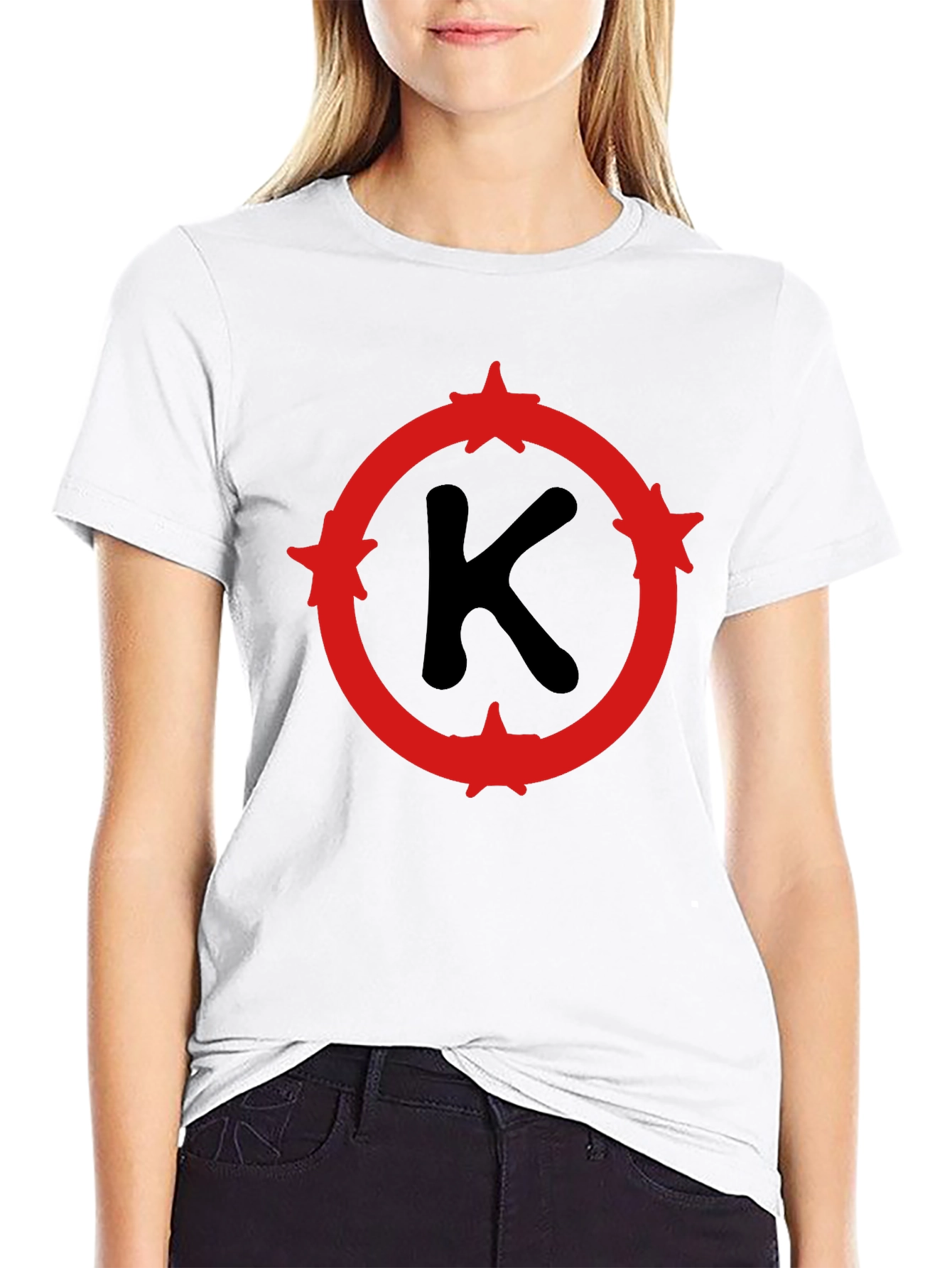 Mens Black T-Shirt with Red Letter K Design