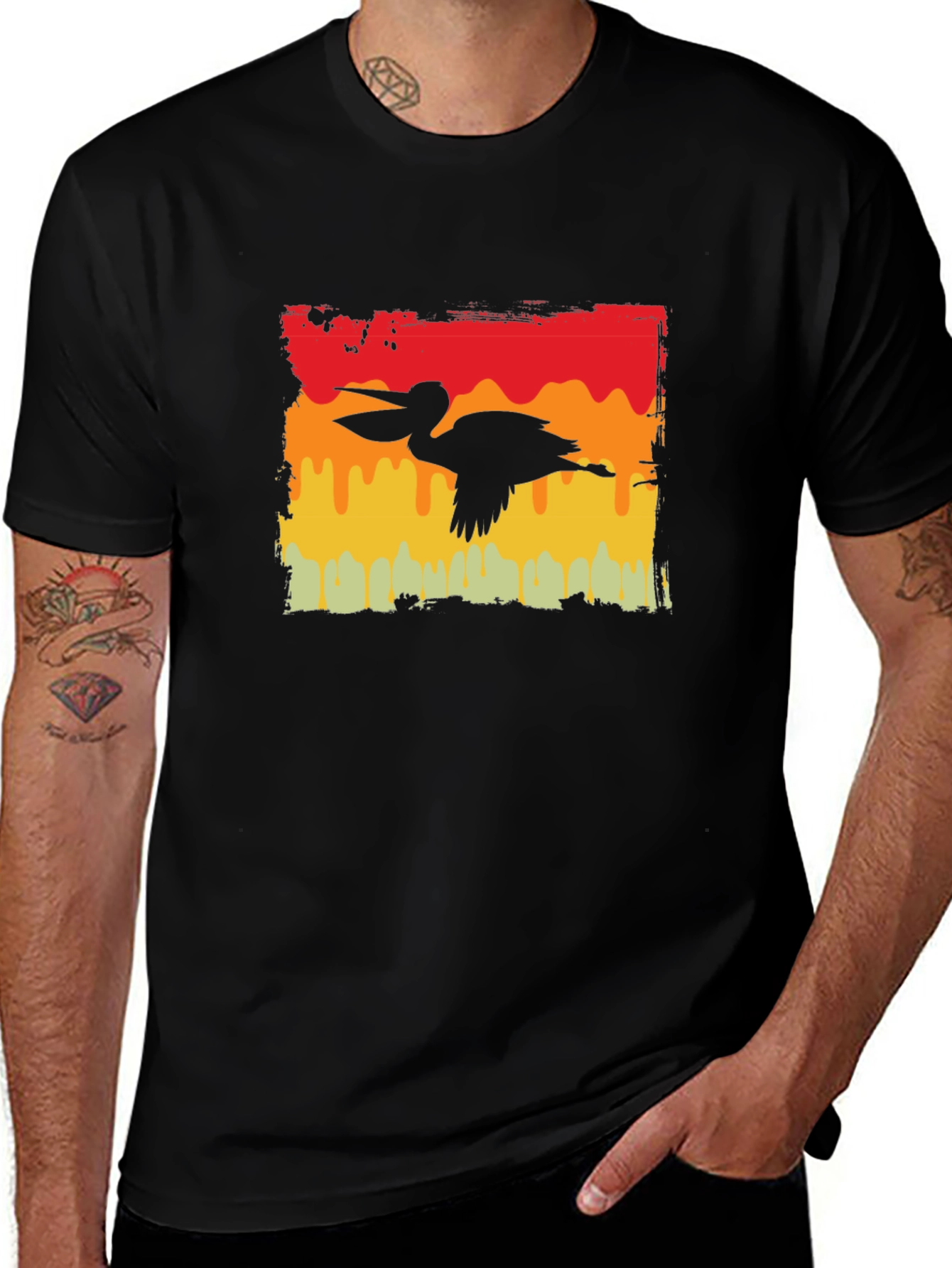 Retro Pelican Graphic Tee - Black