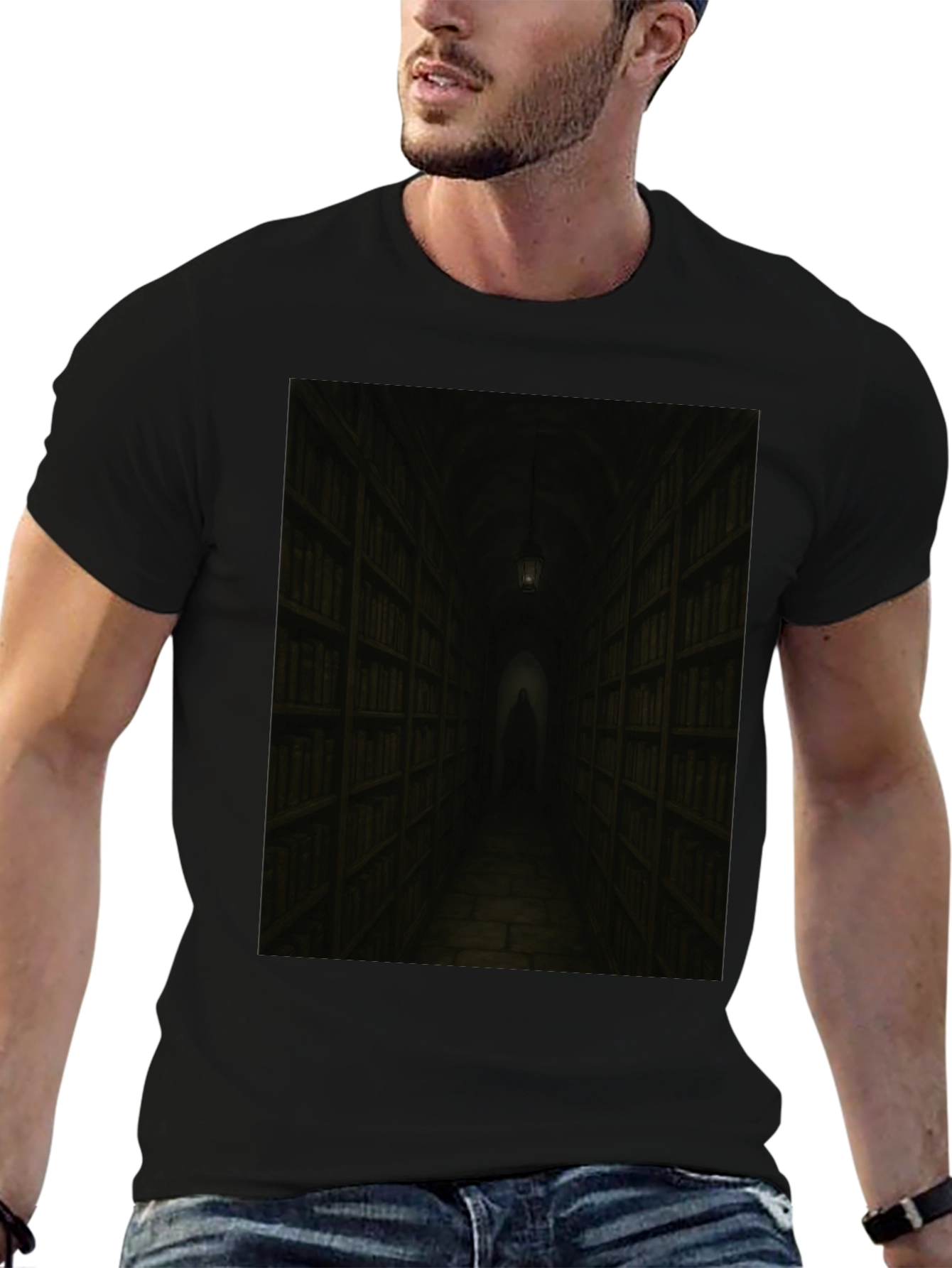 Dark Library T-Shirt - Gothic Book Lover Tee