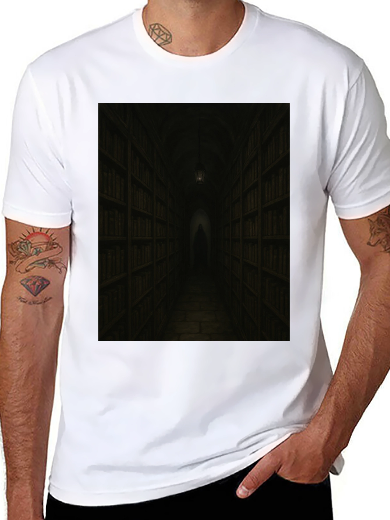 Dark Library T-Shirt - Gothic Book Lover Tee