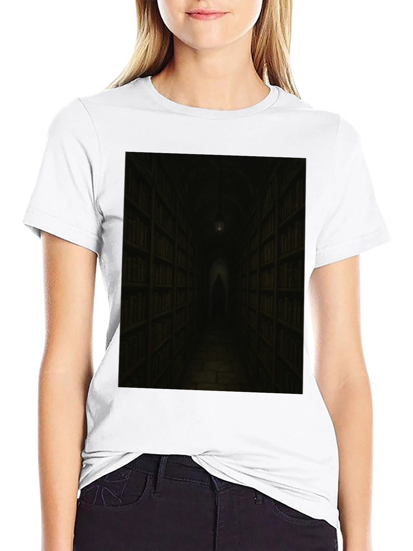 Dark Library T-Shirt - Gothic Book Lover Tee
