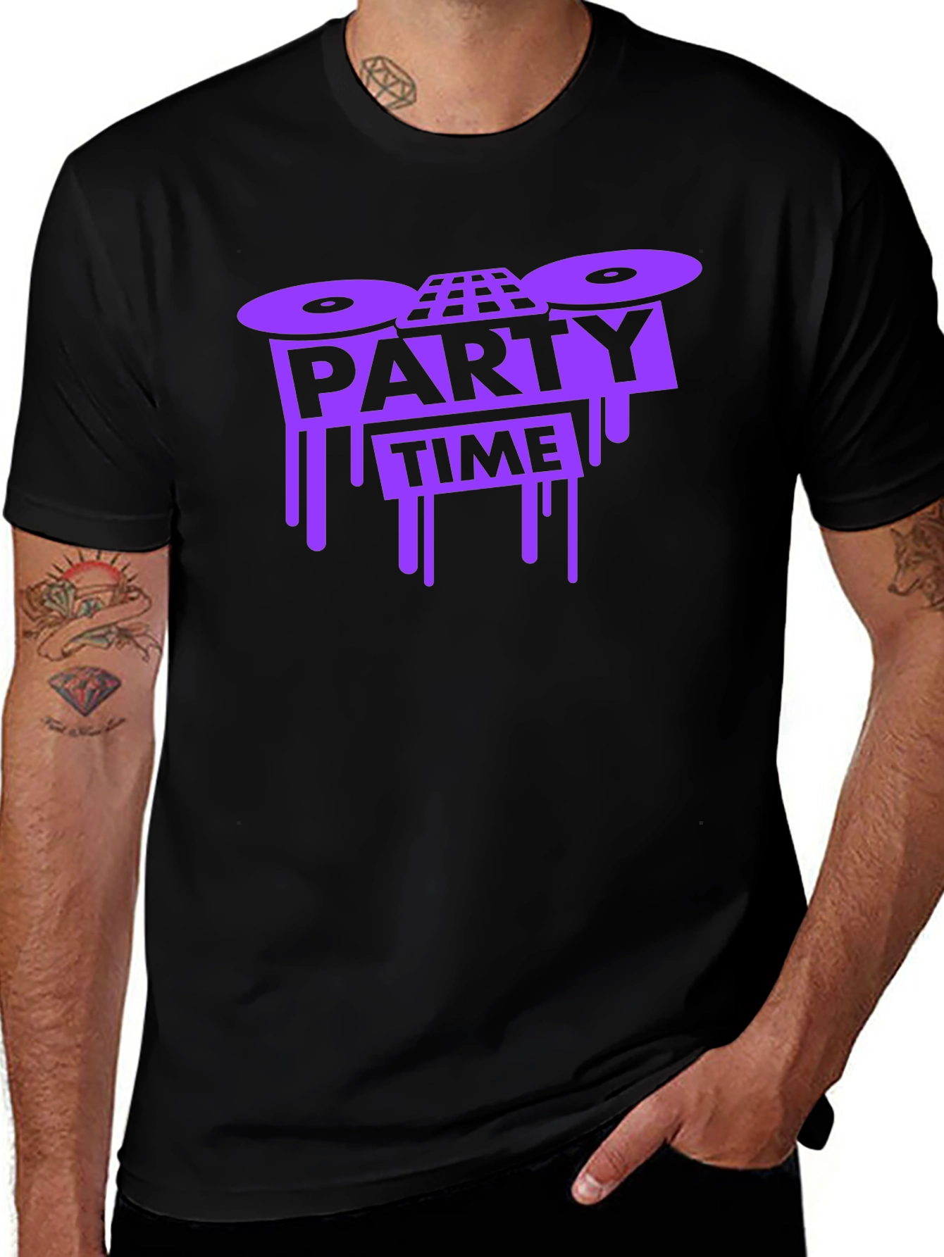 Party Time Graphic Black T-Shirt