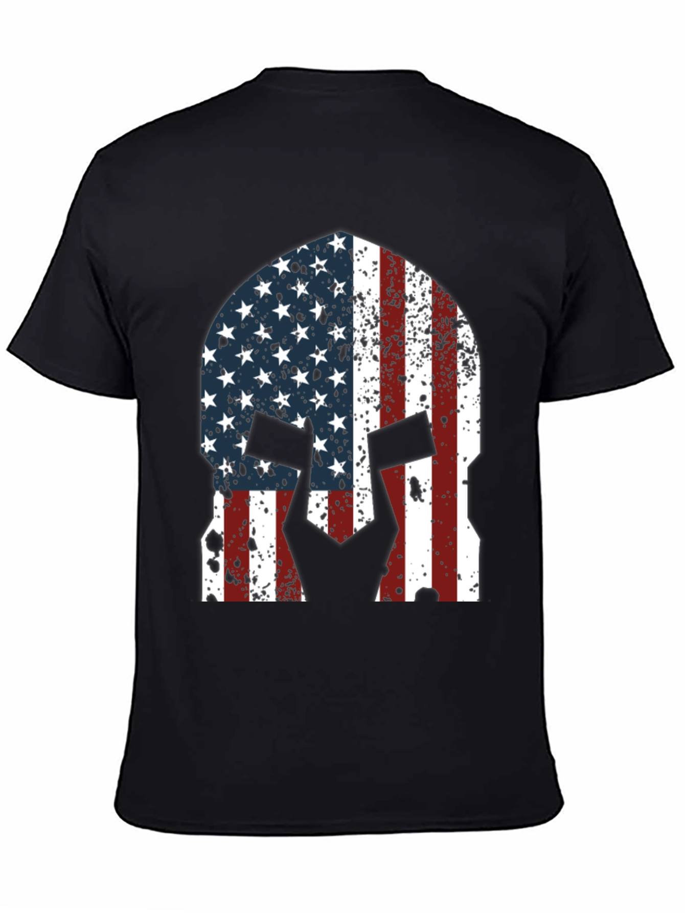 American Flag Spartan Helmet Graphic T-Shirt