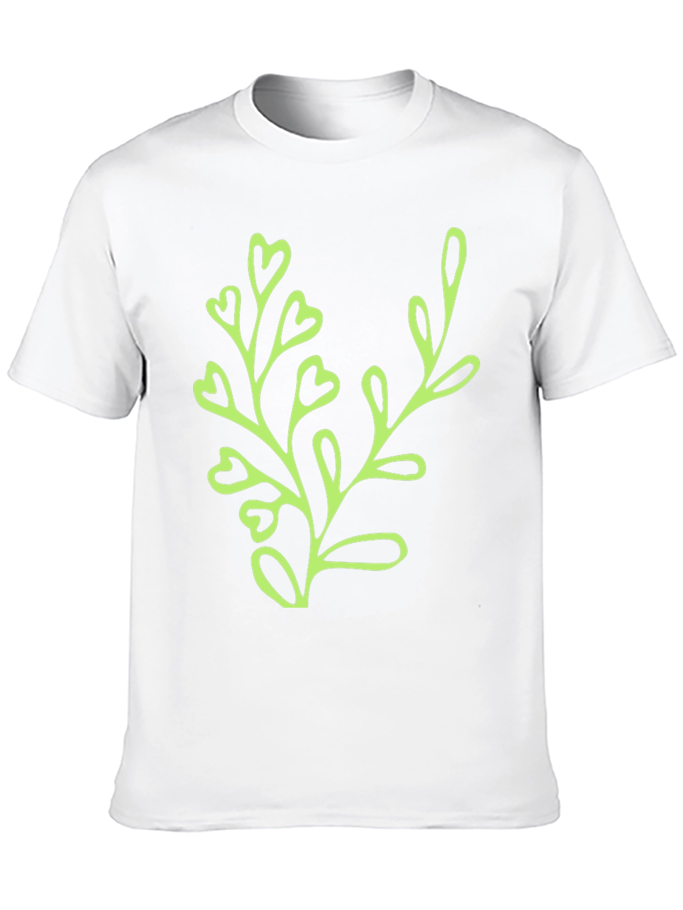 Black T-Shirt with Green Plant Design