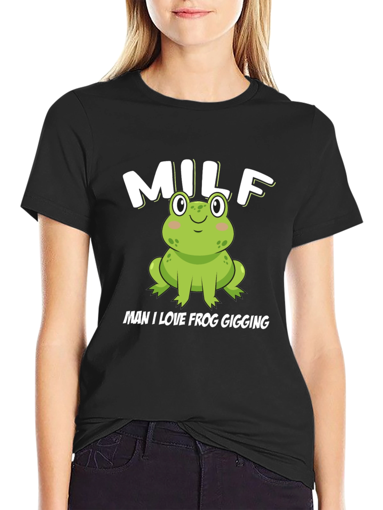 MILF Man I Love Frog Gigging Black T-Shirt