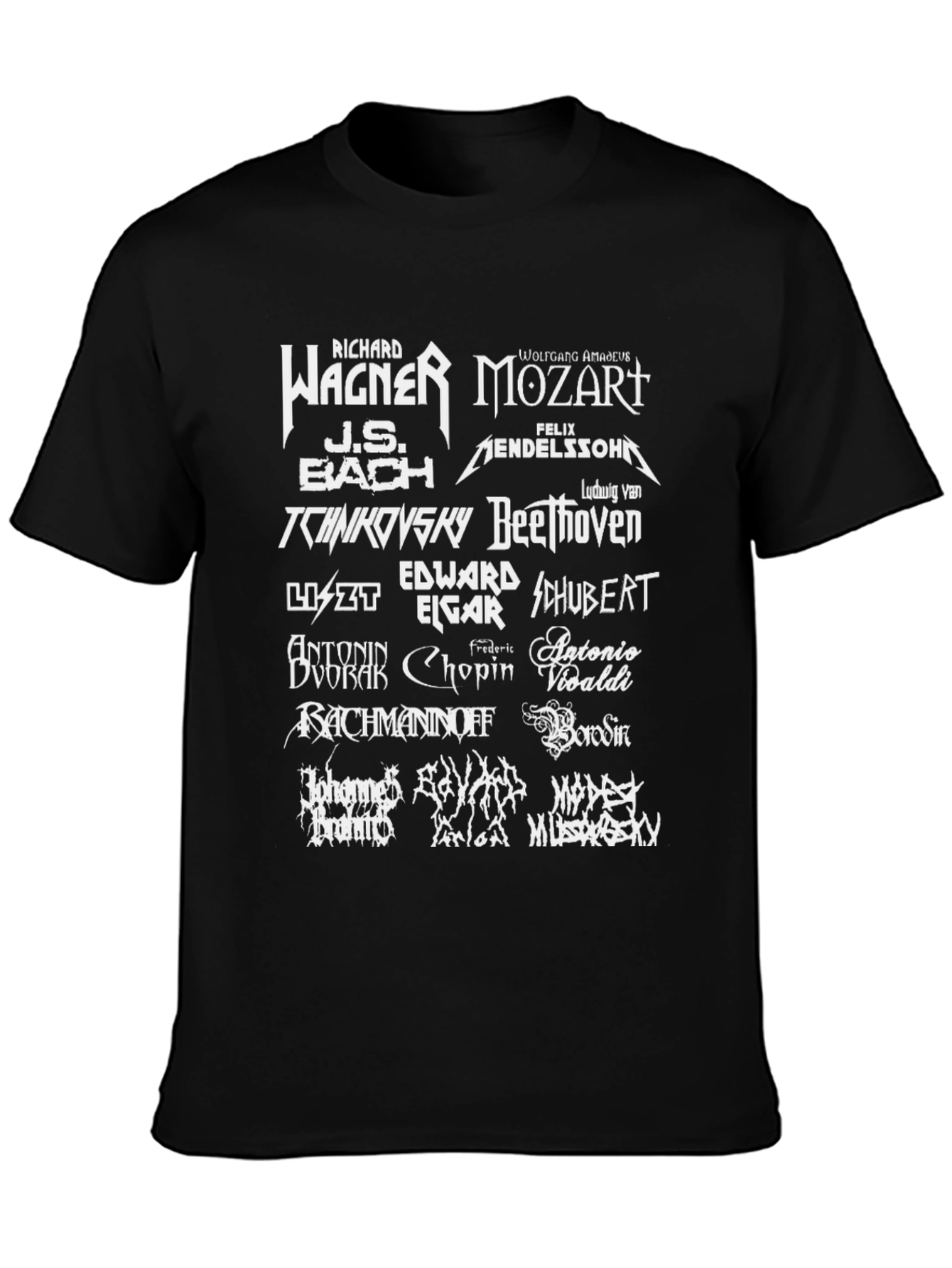 Composer Names T-Shirt Black Music Fan Tee