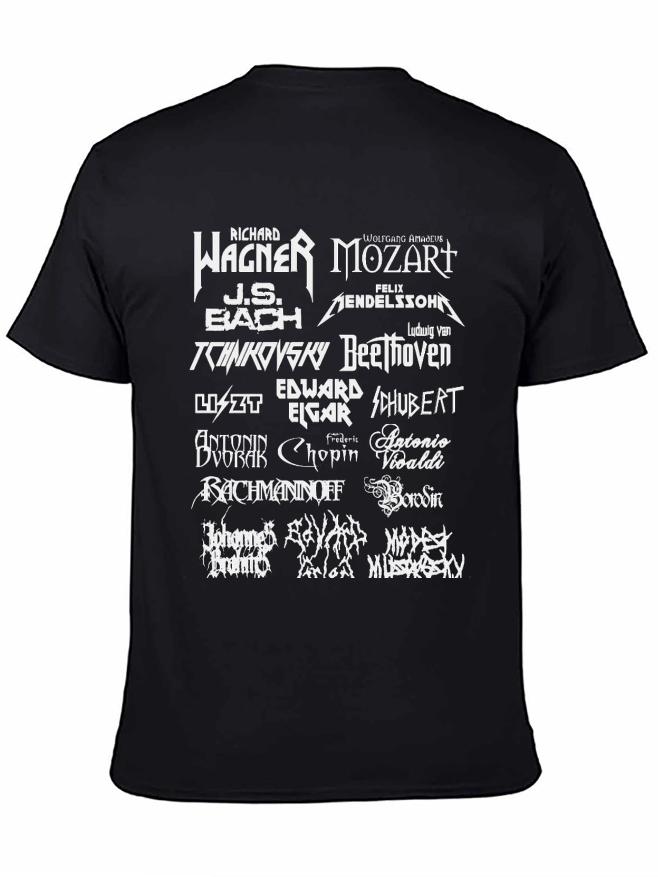 Composer Names T-Shirt Black Music Fan Tee