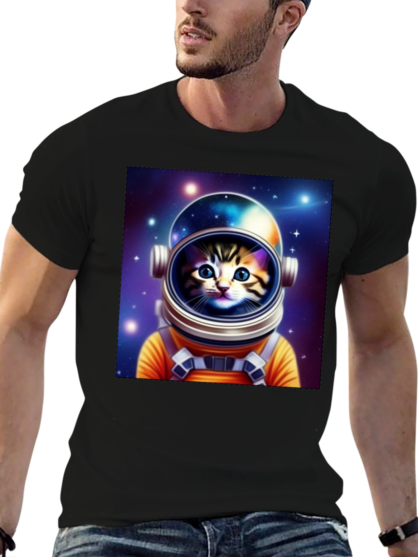 Astronaut Cat Graphic Tee - Space Kitten T-Shirt