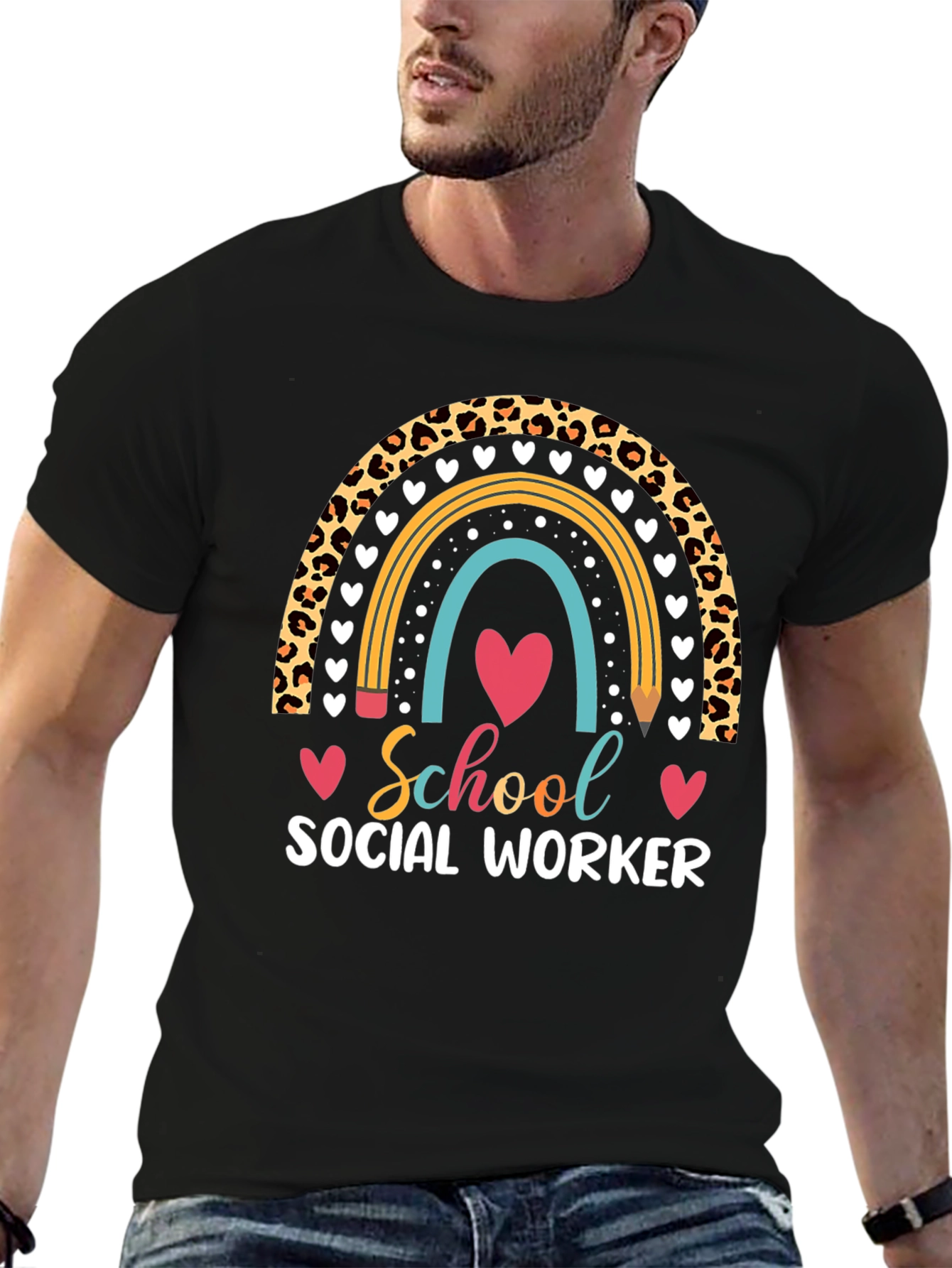 School Social Worker Rainbow T-Shirt
