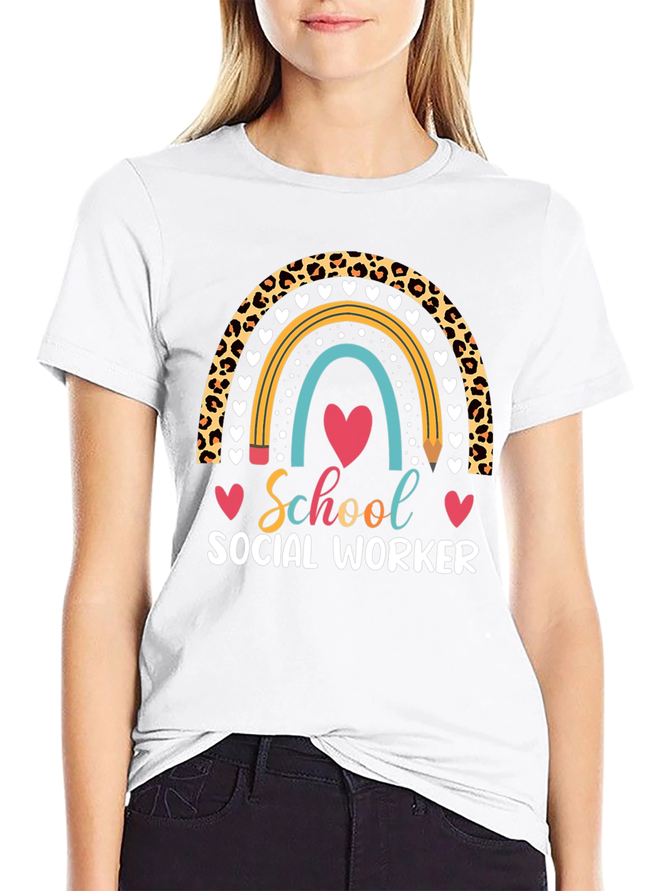 School Social Worker Rainbow T-Shirt