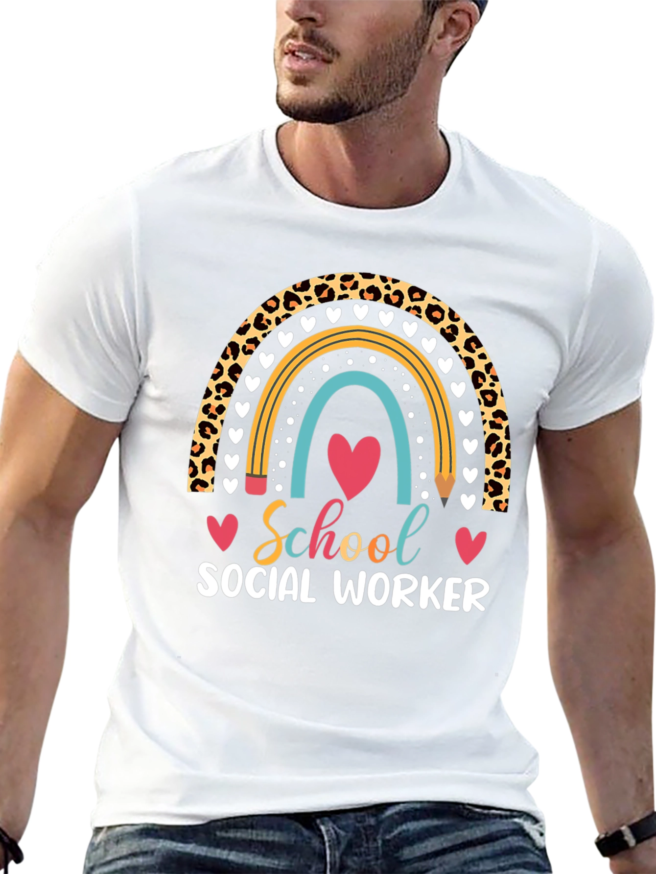 School Social Worker Rainbow T-Shirt