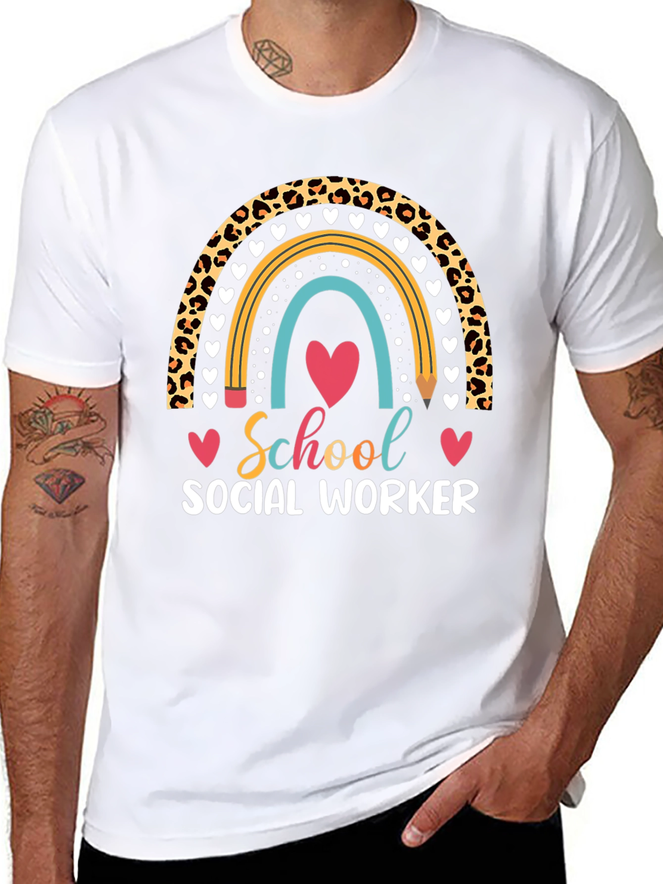 School Social Worker Rainbow T-Shirt