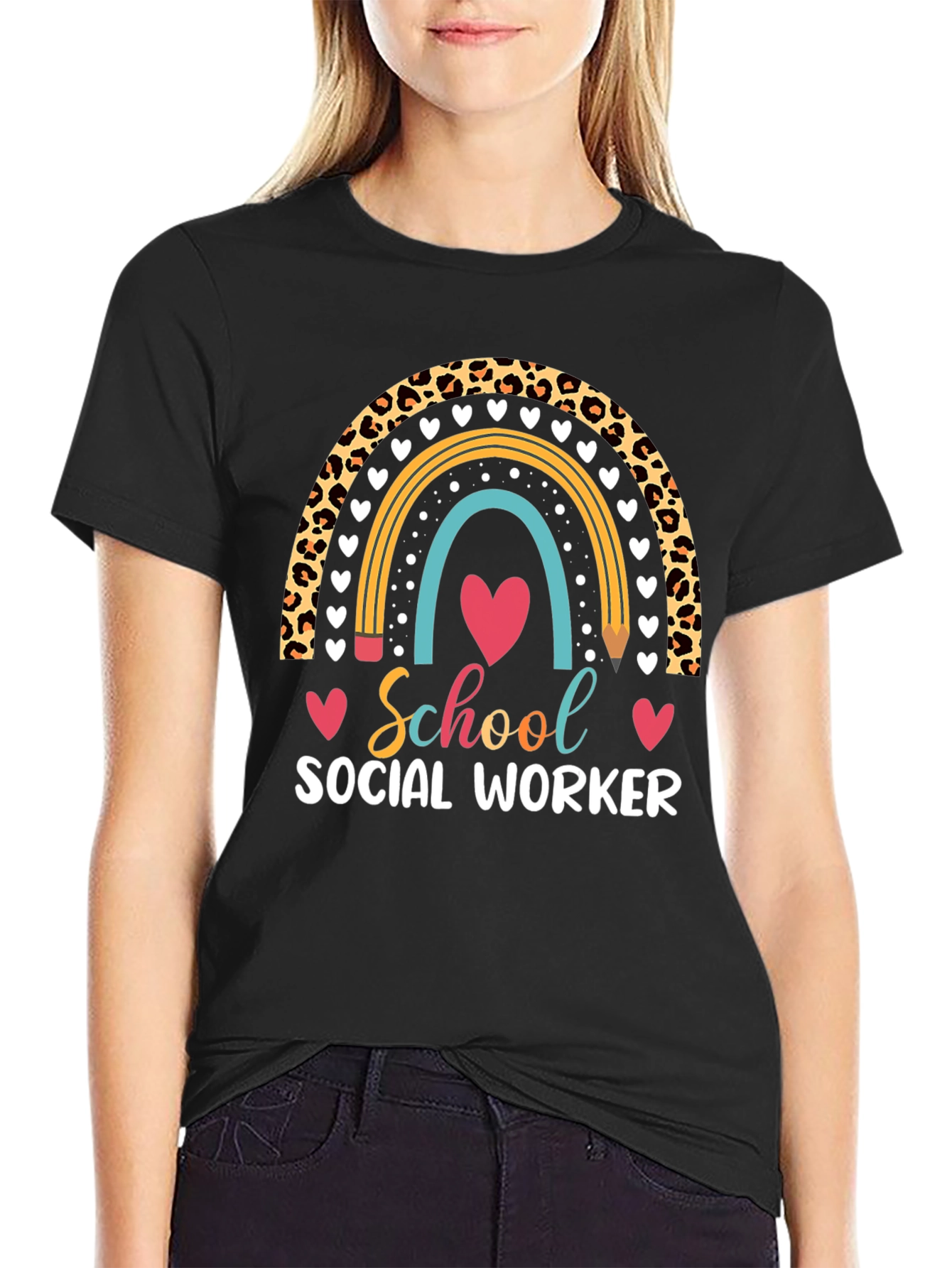 School Social Worker Rainbow T-Shirt